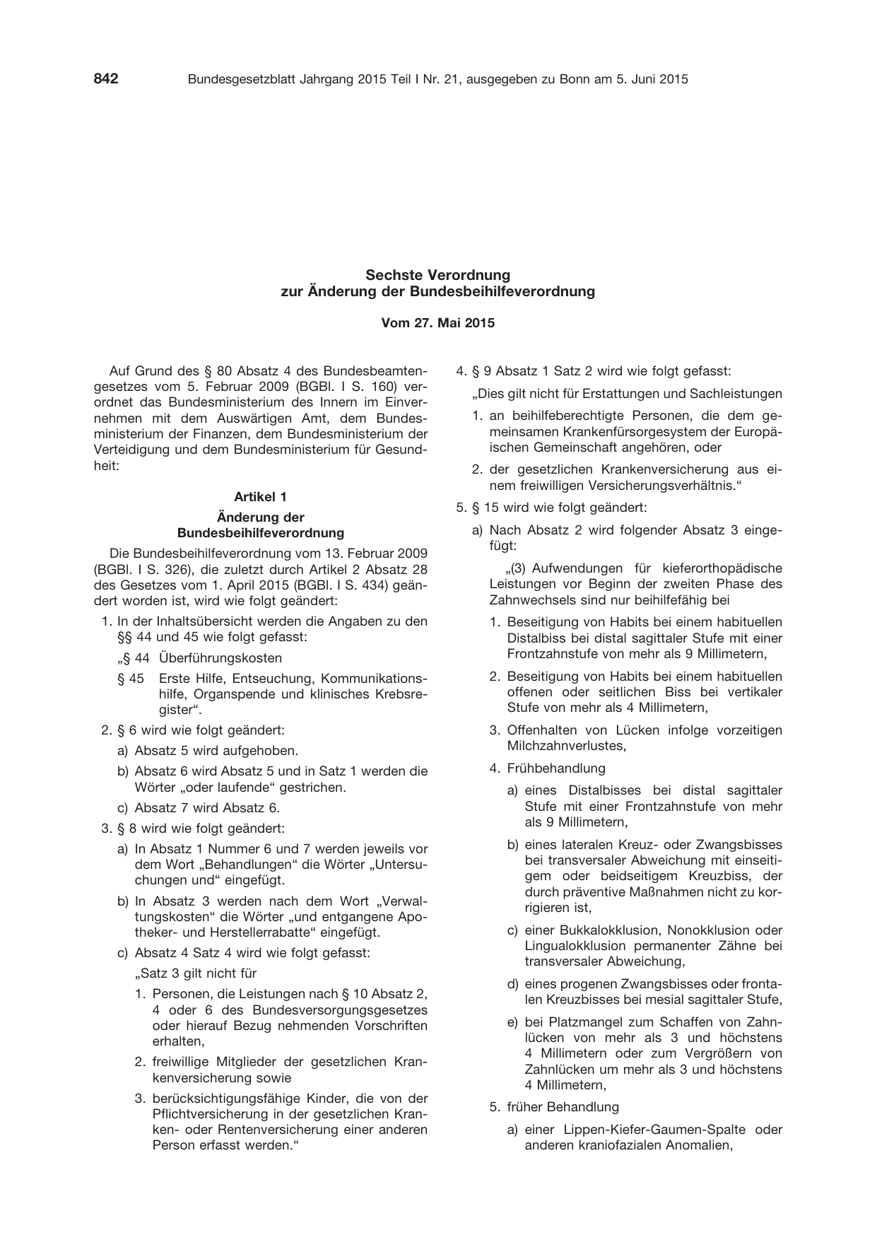 BGBl. 2015, Seite 842 — Originalseite als Abbildung