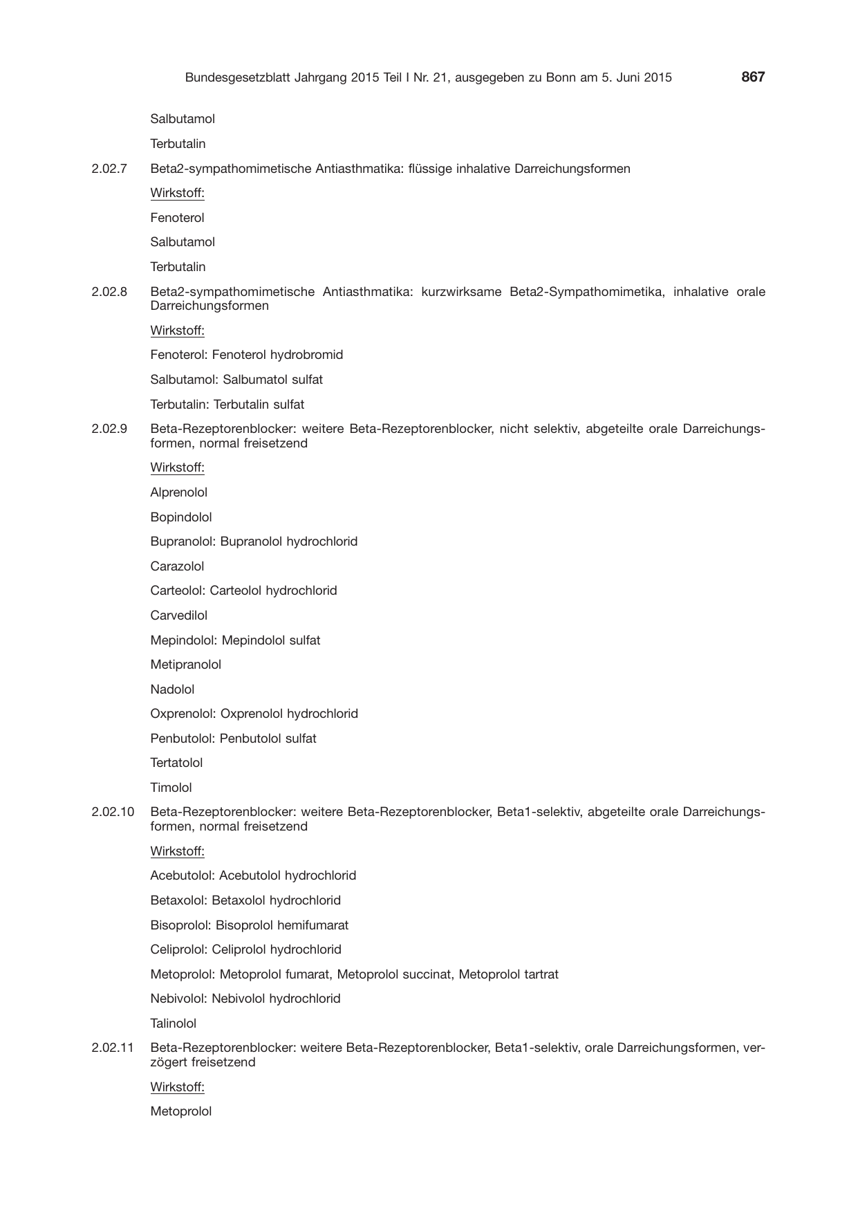 BGBl. 2015, Seite 867 — Originalseite als Abbildung
