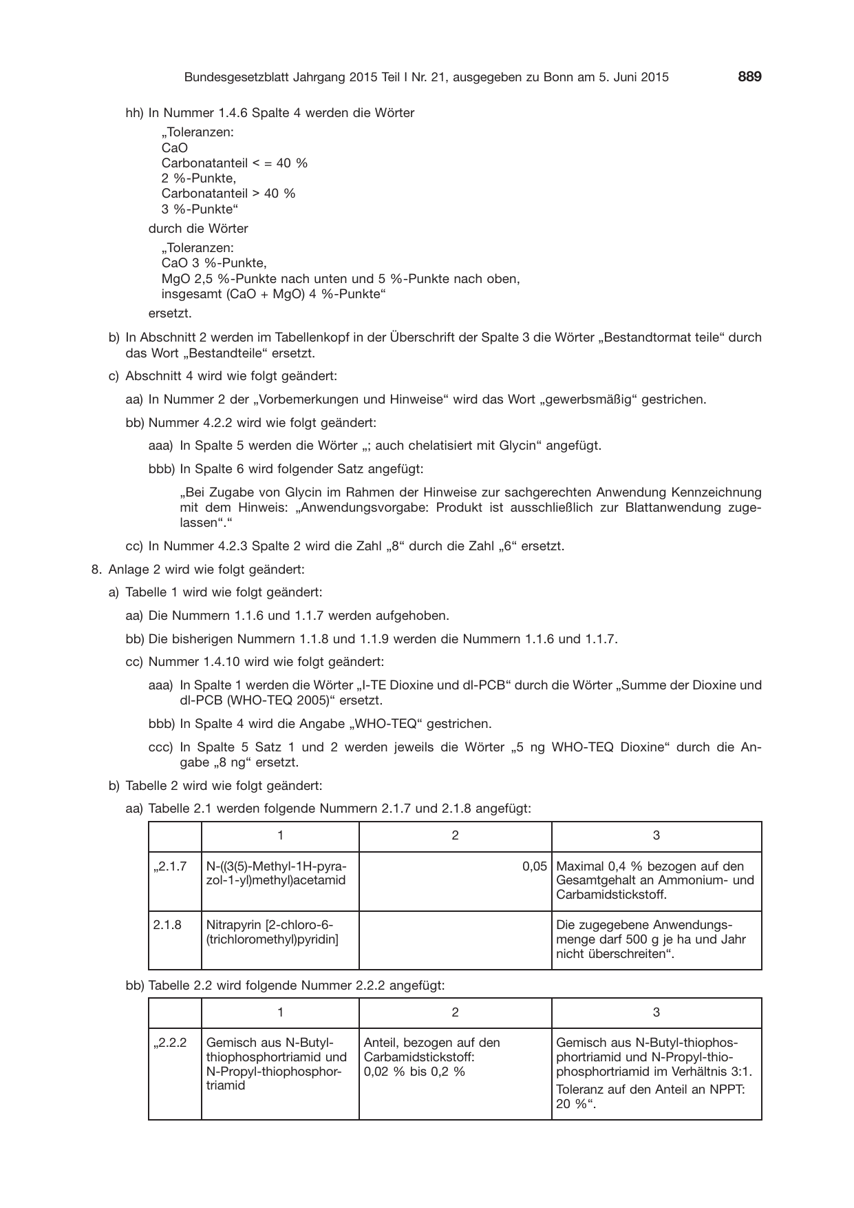 BGBl. 2015, Seite 889 — Originalseite als Abbildung