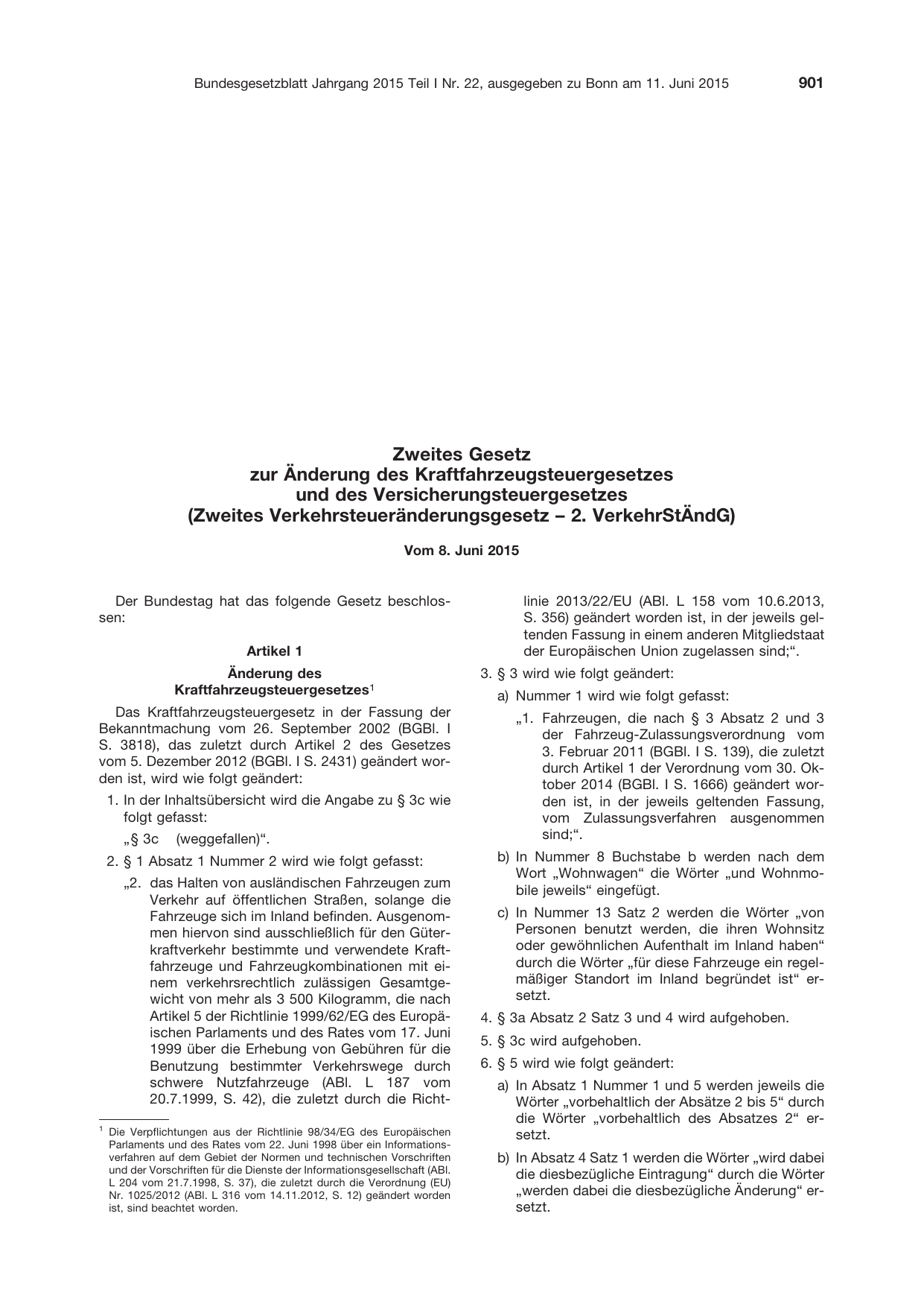 BGBl. 2015, Seite 901 — Originalseite als Abbildung