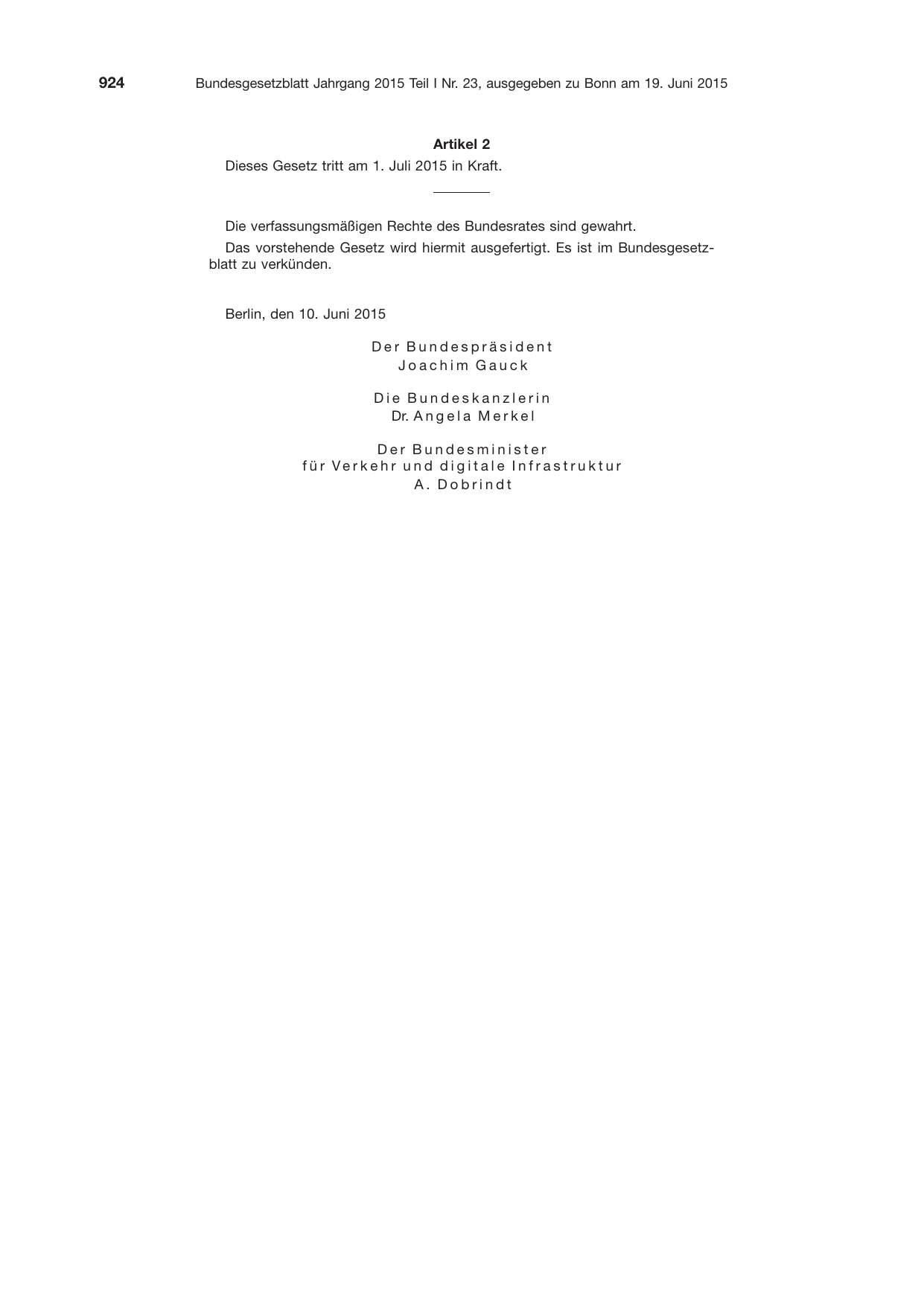 BGBl. 2015, Seite 924 — Originalseite als Abbildung
