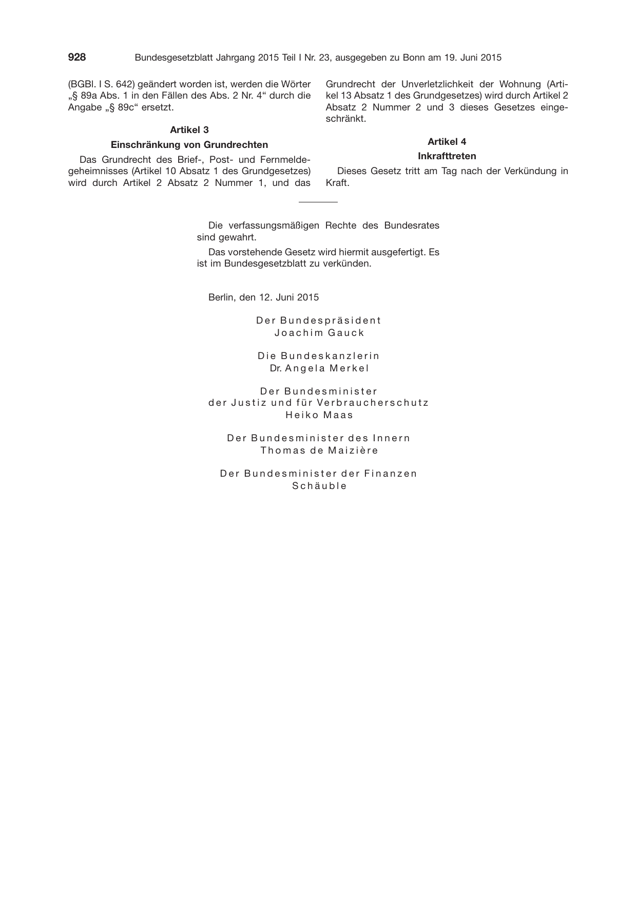 BGBl. 2015, Seite 928 — Originalseite als Abbildung