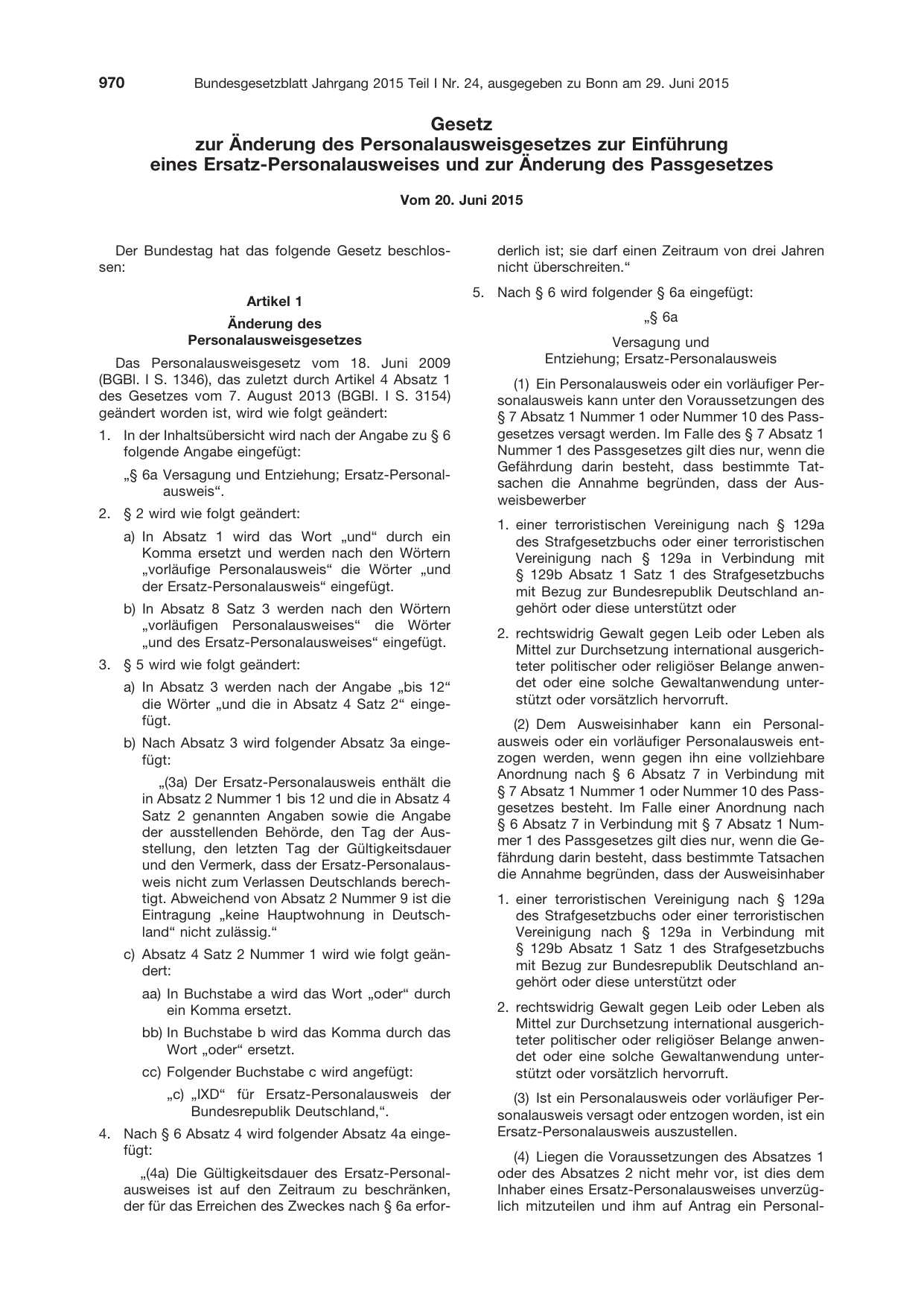 BGBl. 2015, Seite 970 — Originalseite als Abbildung