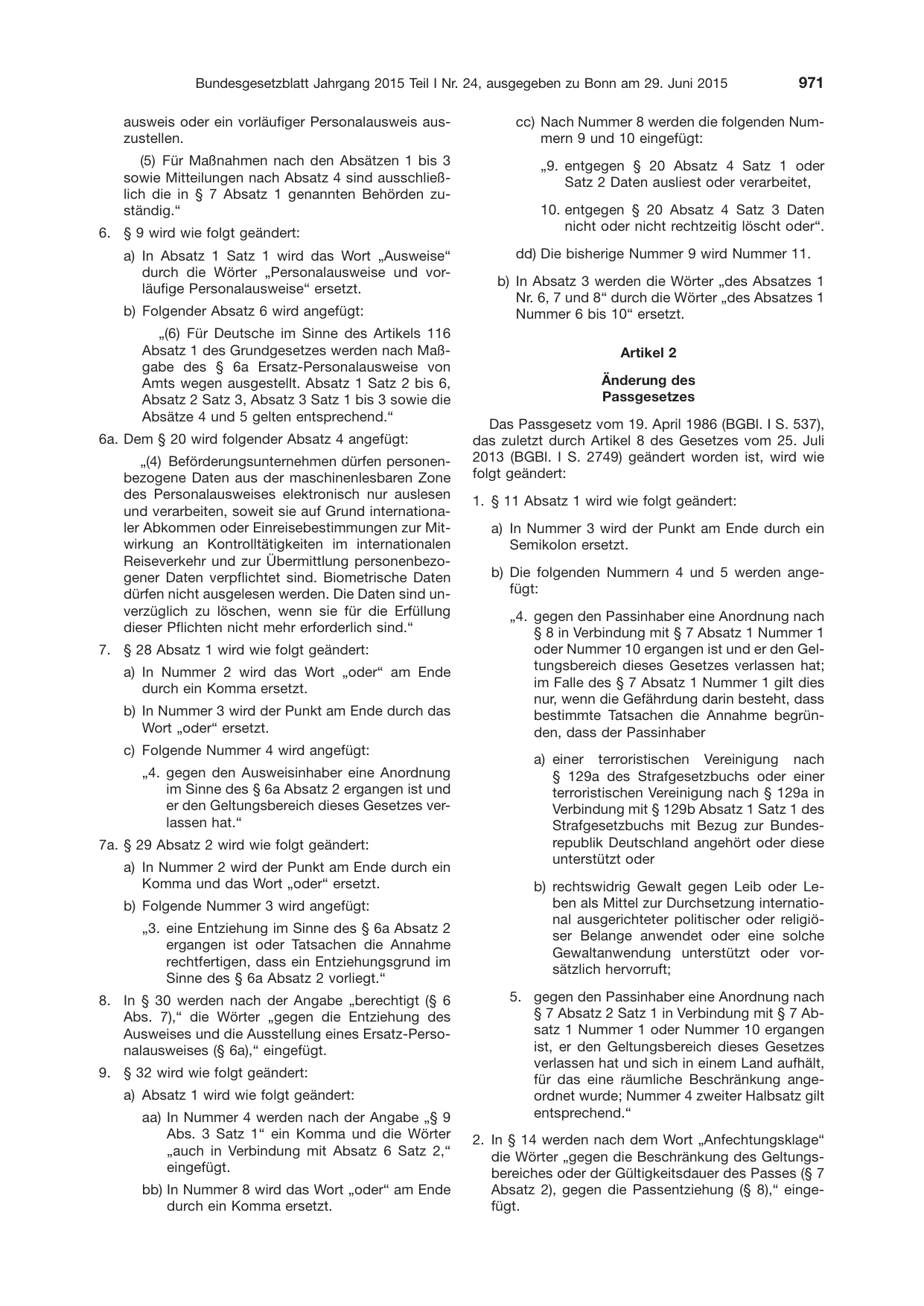 BGBl. 2015, Seite 971 — Originalseite als Abbildung