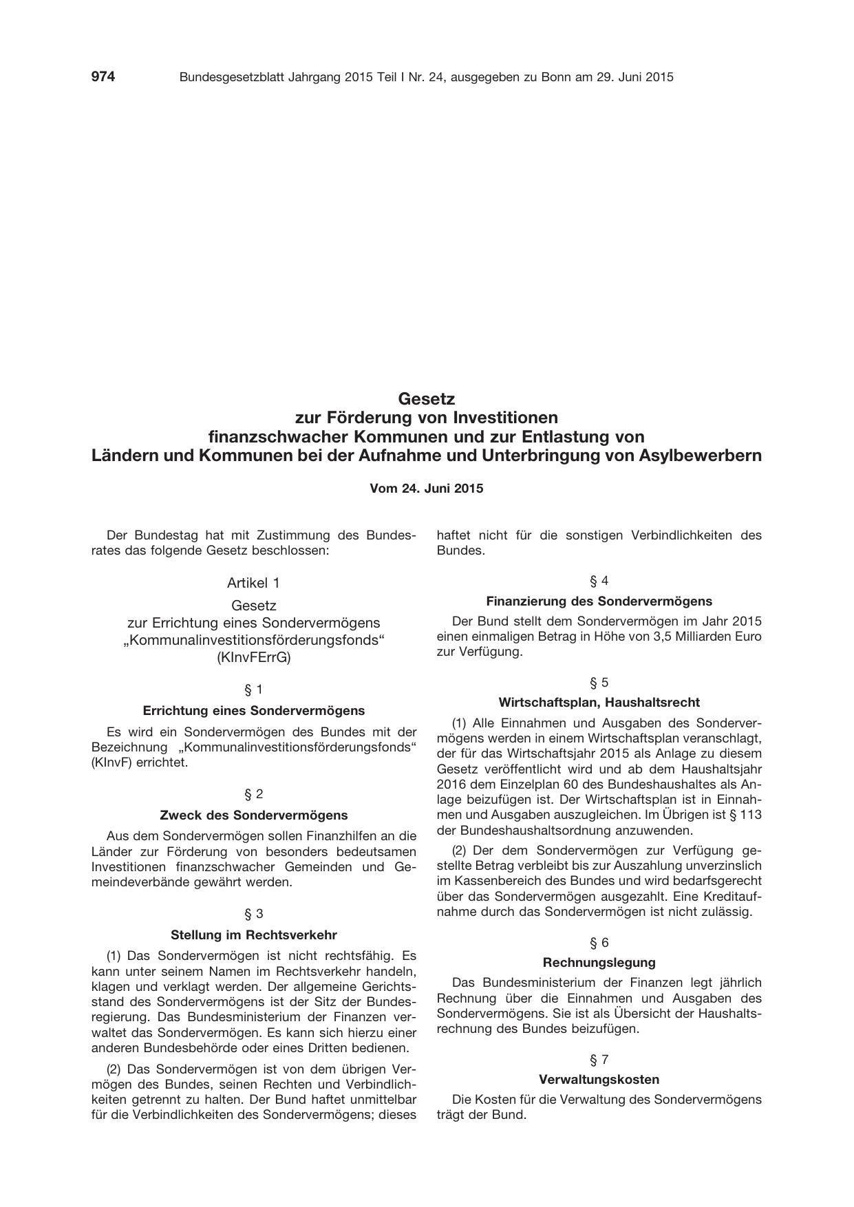 BGBl. 2015, Seite 974 — Originalseite als Abbildung