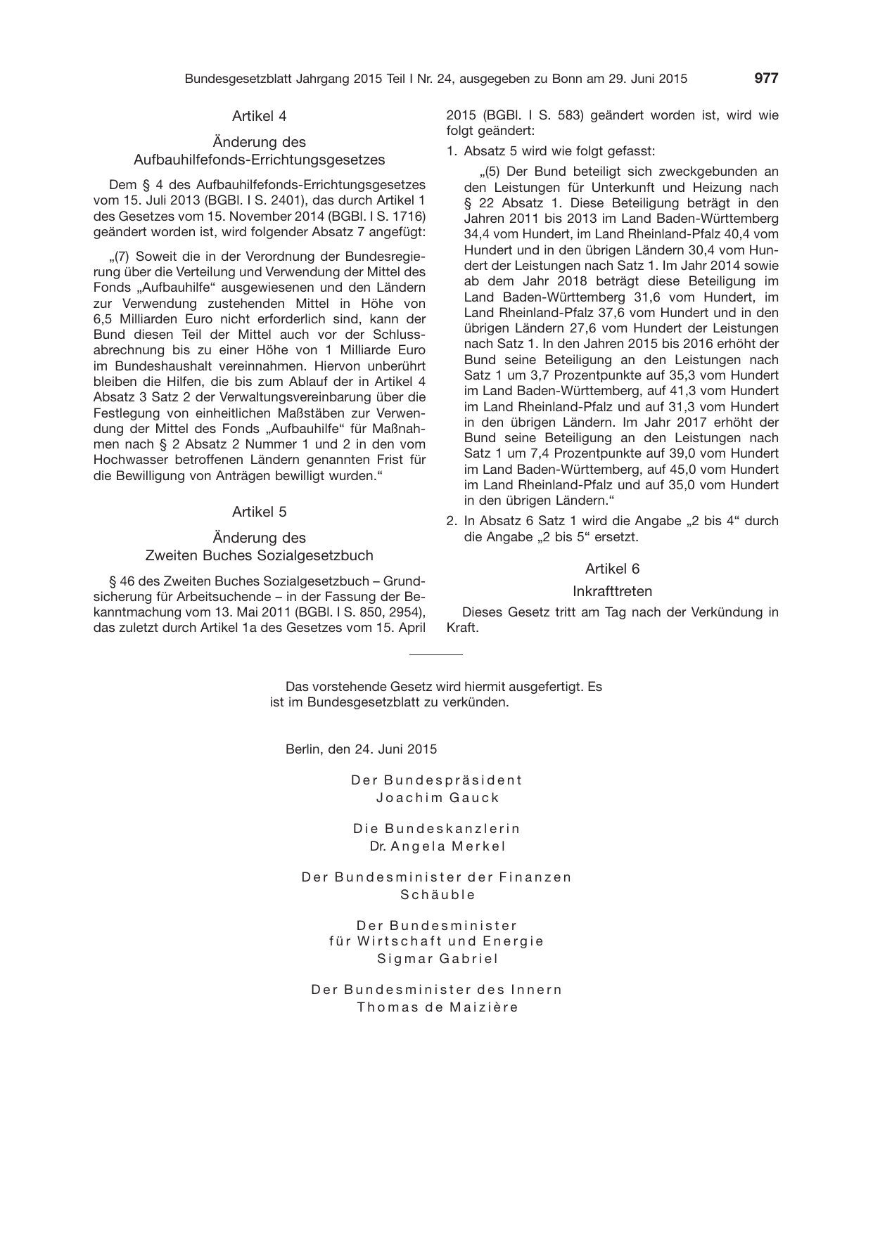 BGBl. 2015, Seite 977 — Originalseite als Abbildung
