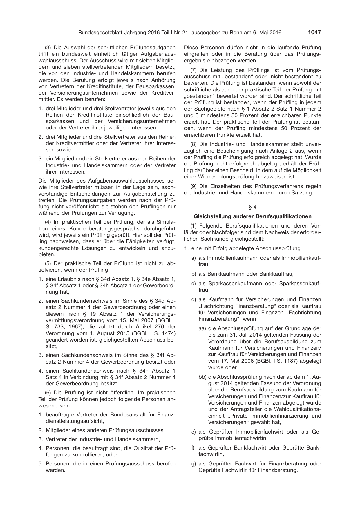 BGBl. 2016, Seite 1047 — Originalseite als Abbildung
