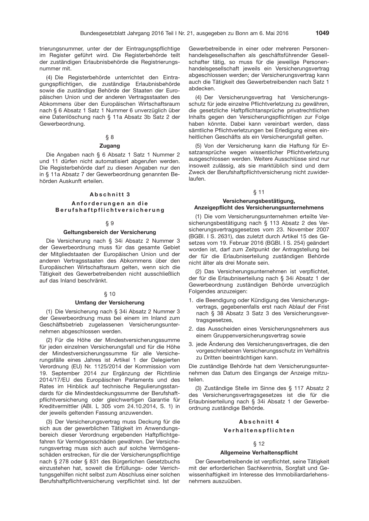 BGBl. 2016, Seite 1049 — Originalseite als Abbildung