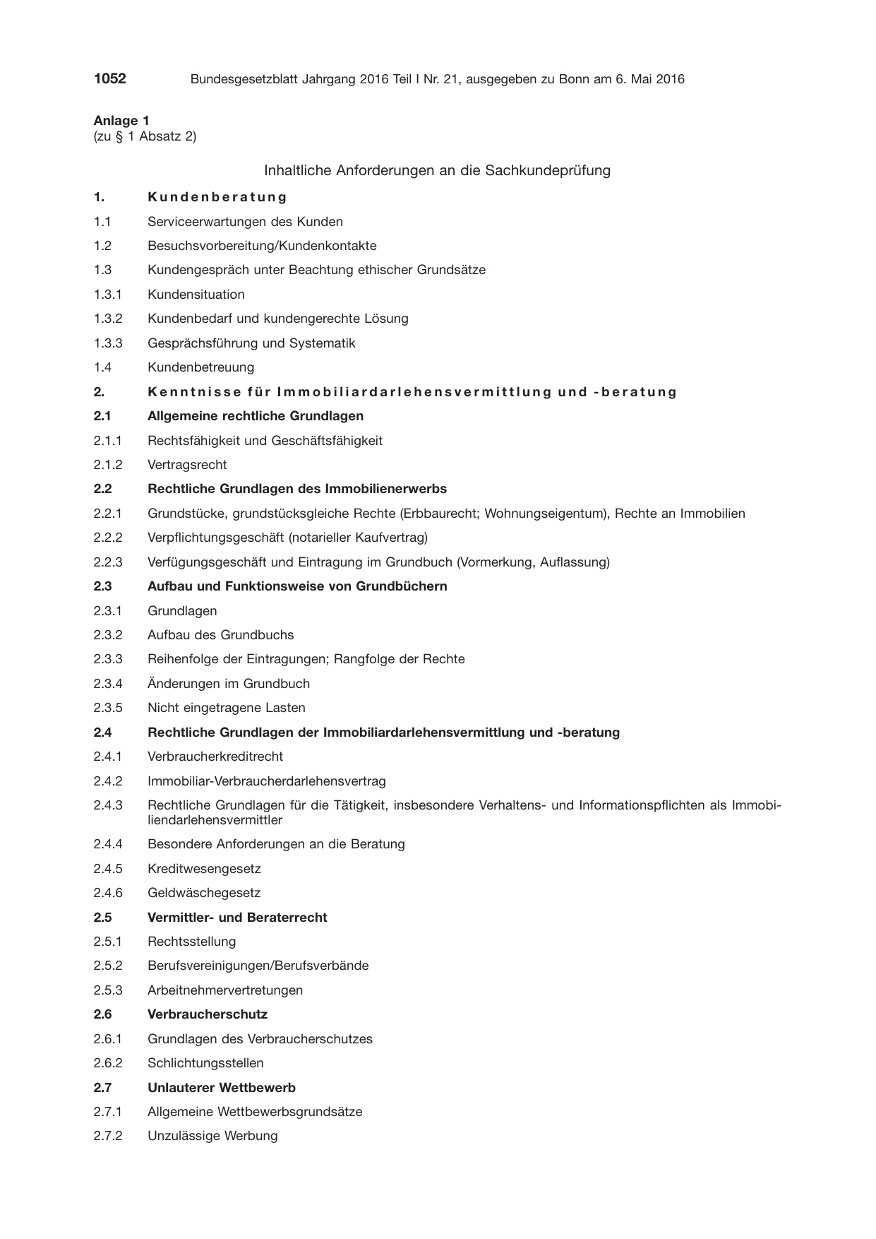 BGBl. 2016, Seite 1052 — Originalseite als Abbildung
