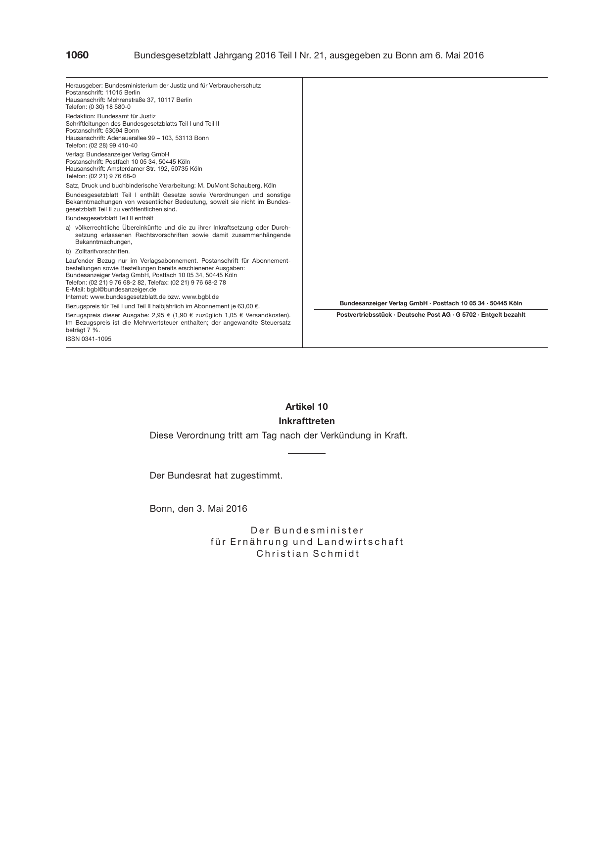 BGBl. 2016, Seite 1060 — Originalseite als Abbildung