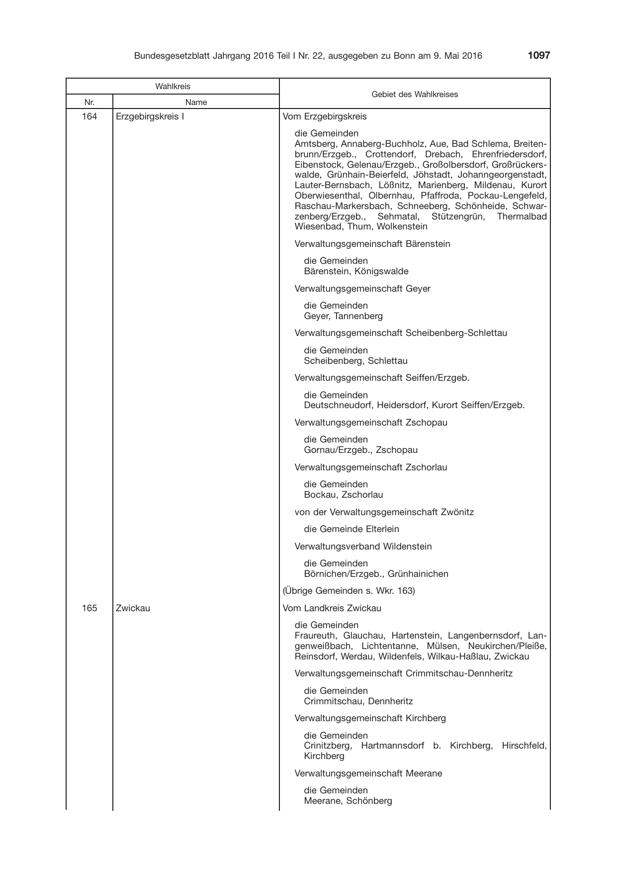 BGBl. 2016, Seite 1097 — Originalseite als Abbildung