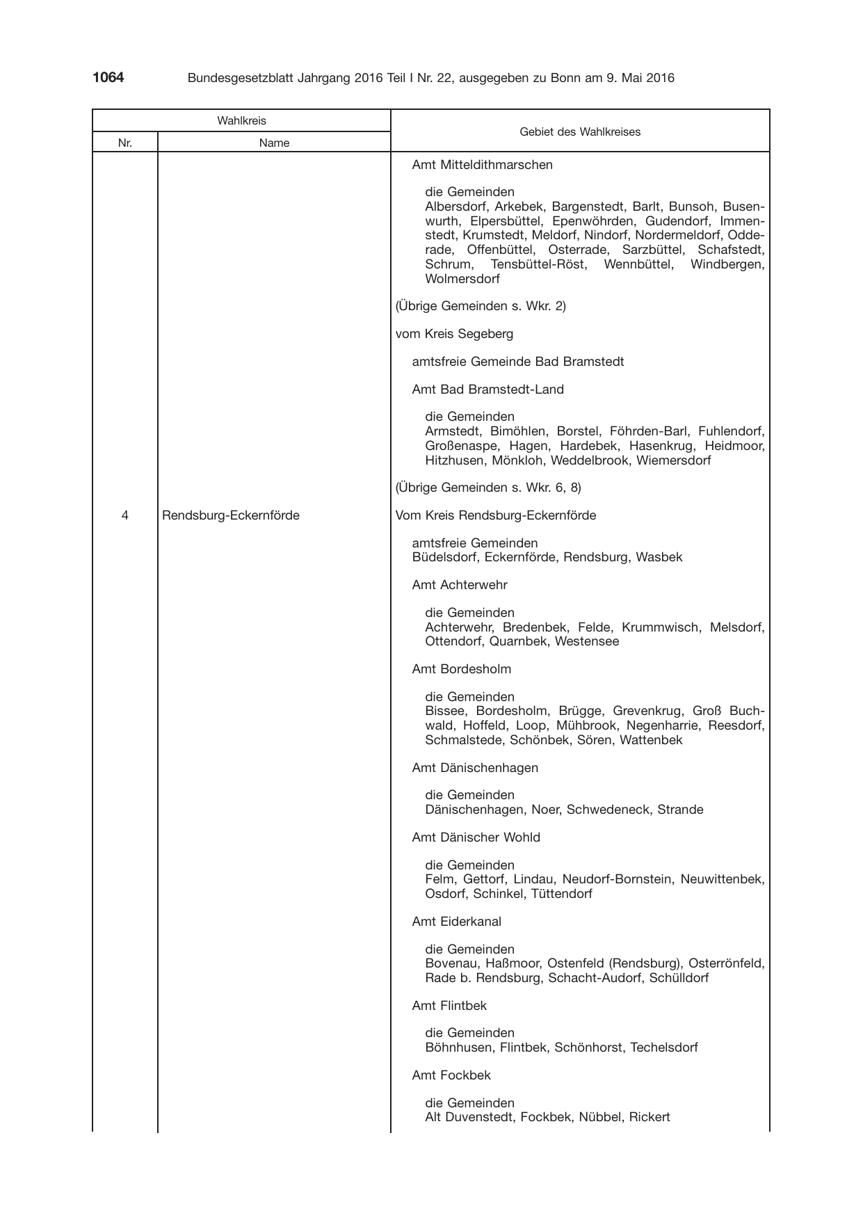 BGBl. 2016, Seite 1064 — Originalseite als Abbildung
