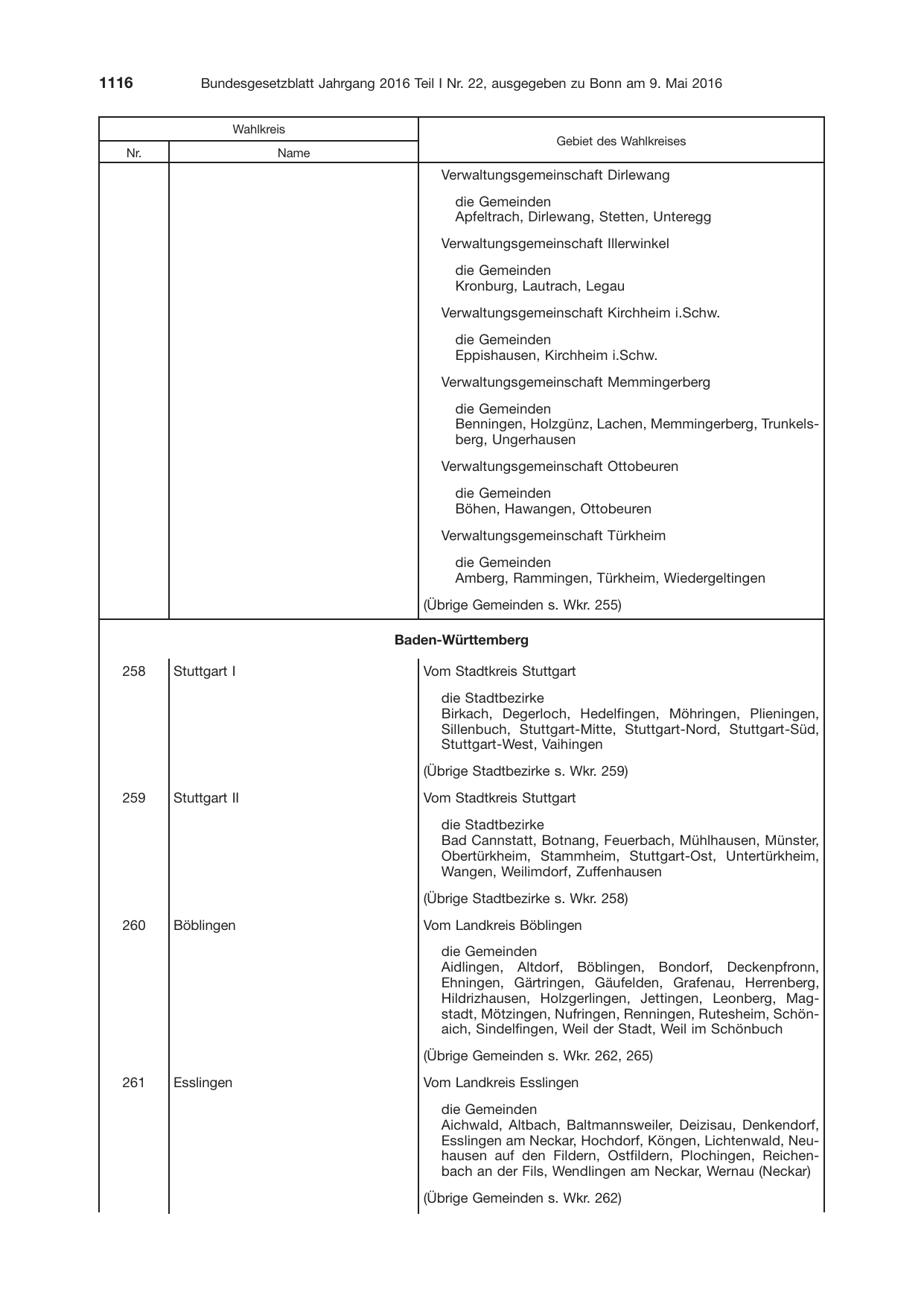 BGBl. 2016, Seite 1116 — Originalseite als Abbildung