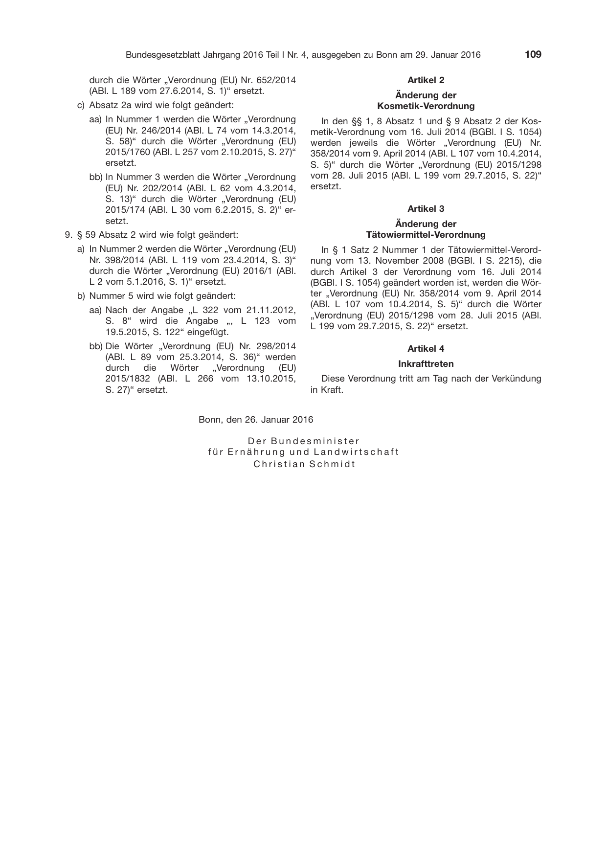 BGBl. 2016, Seite 109 — Originalseite als Abbildung