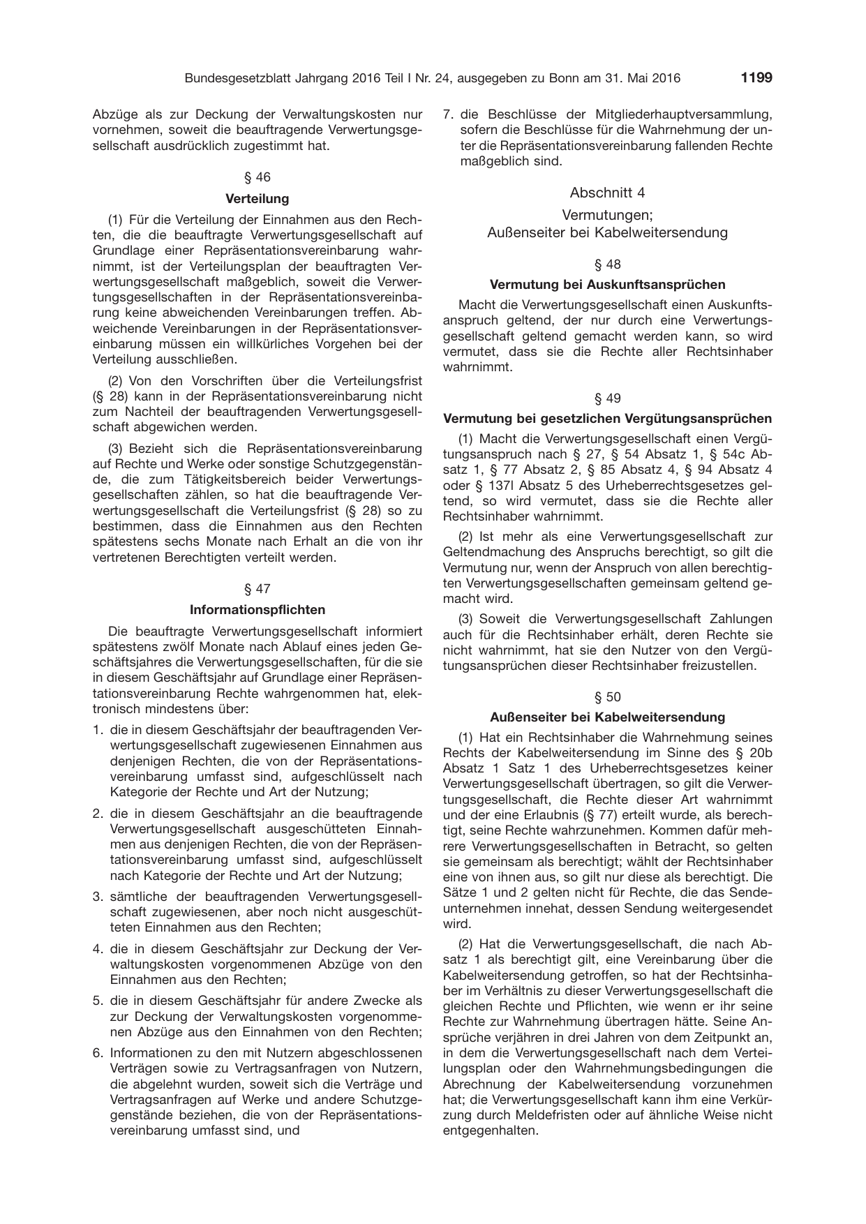 BGBl. 2016, Seite 1199 — Originalseite als Abbildung