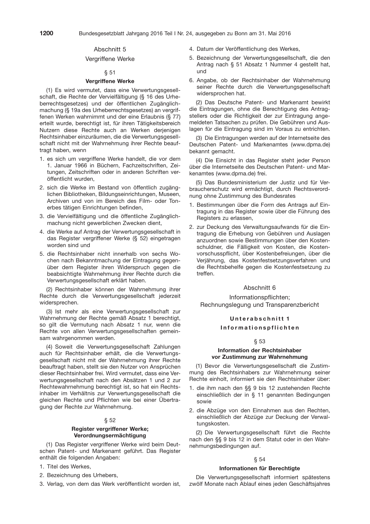 BGBl. 2016, Seite 1200 — Originalseite als Abbildung
