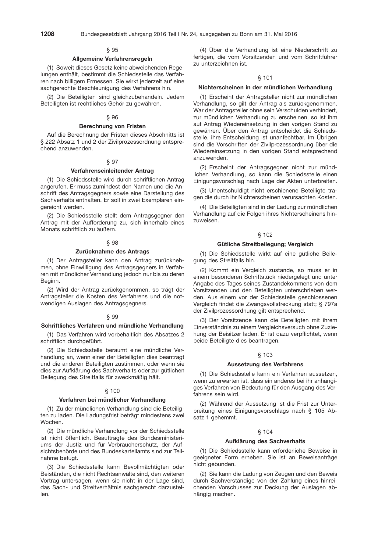 BGBl. 2016, Seite 1208 — Originalseite als Abbildung
