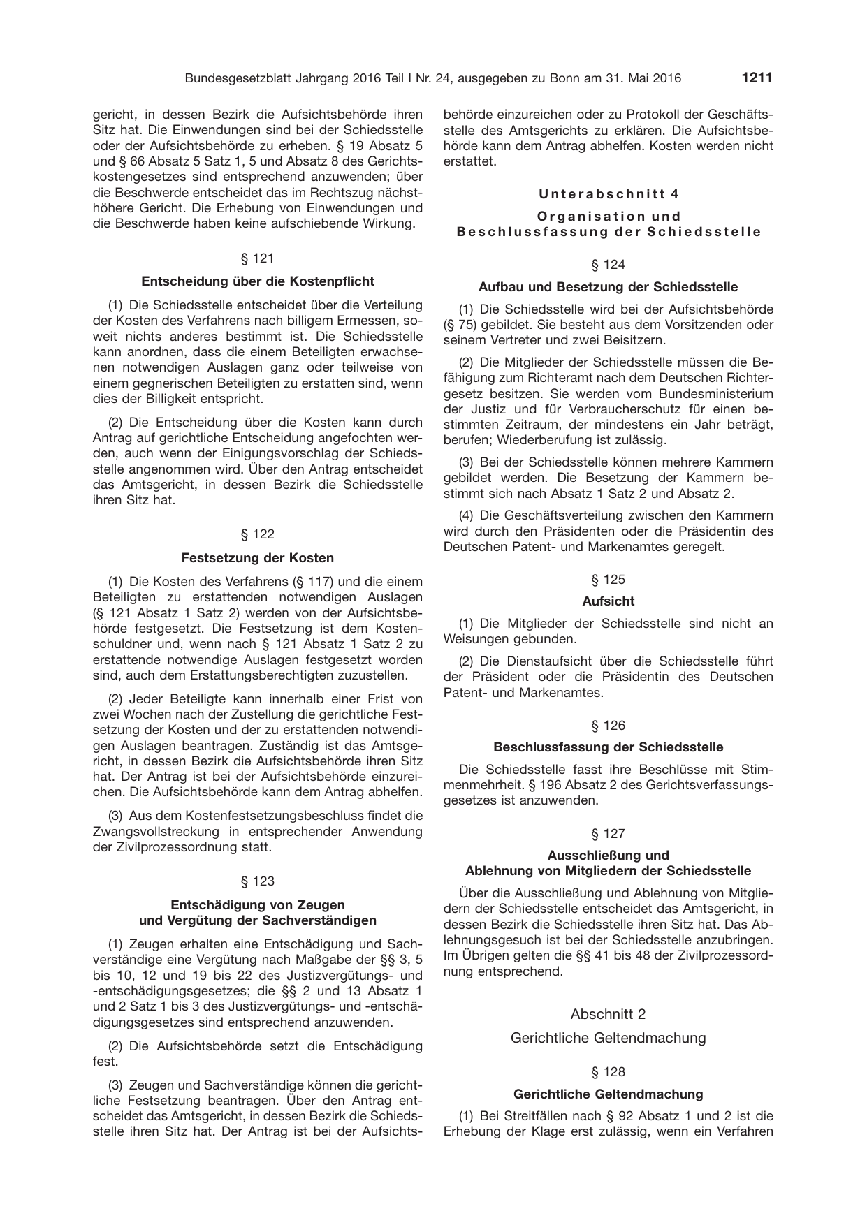 BGBl. 2016, Seite 1211 — Originalseite als Abbildung