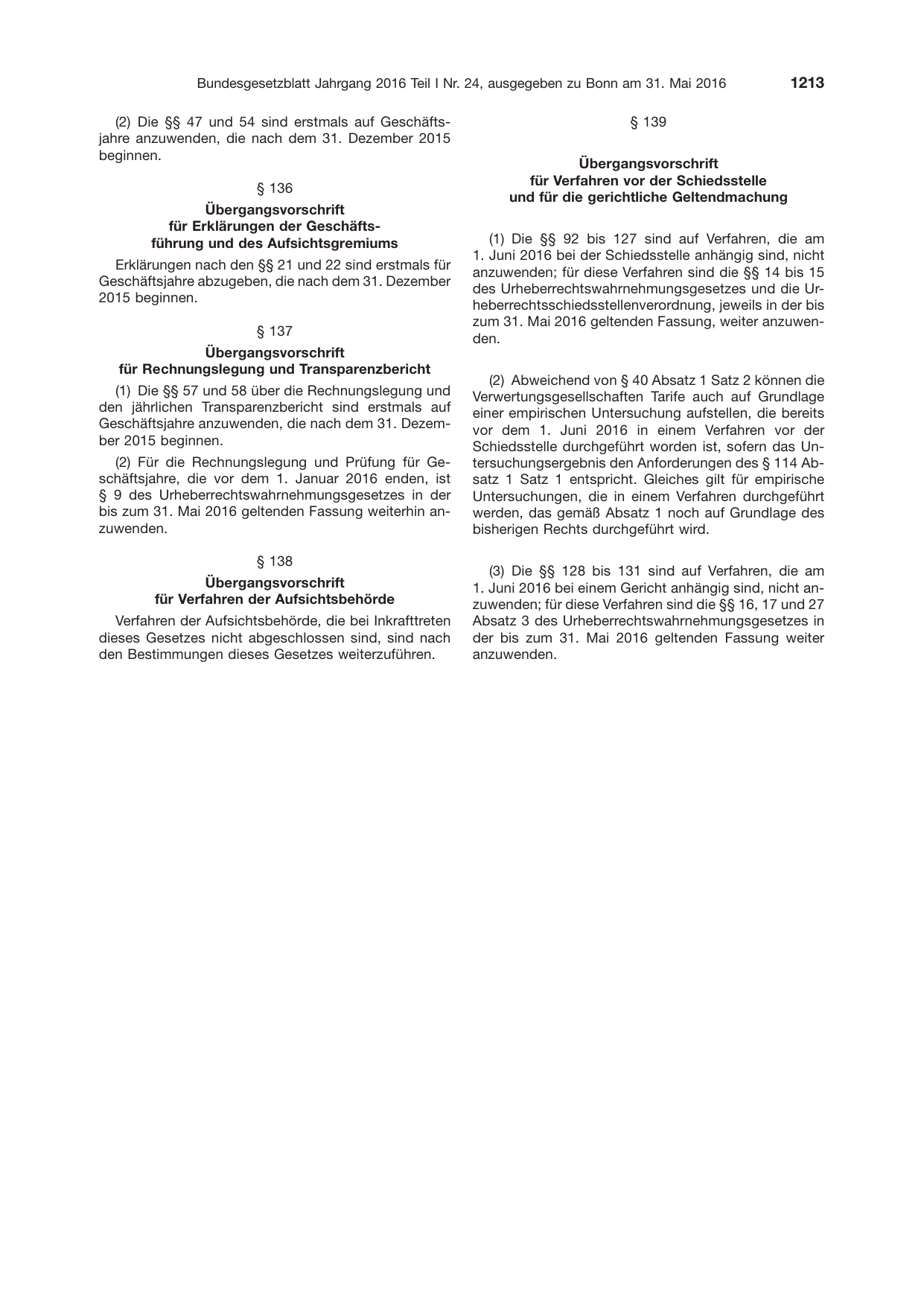 BGBl. 2016, Seite 1213 — Originalseite als Abbildung