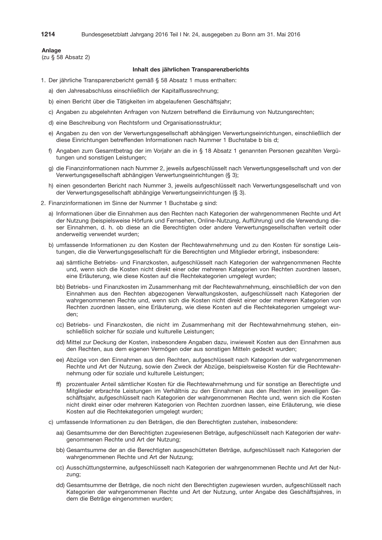 BGBl. 2016, Seite 1214 — Originalseite als Abbildung
