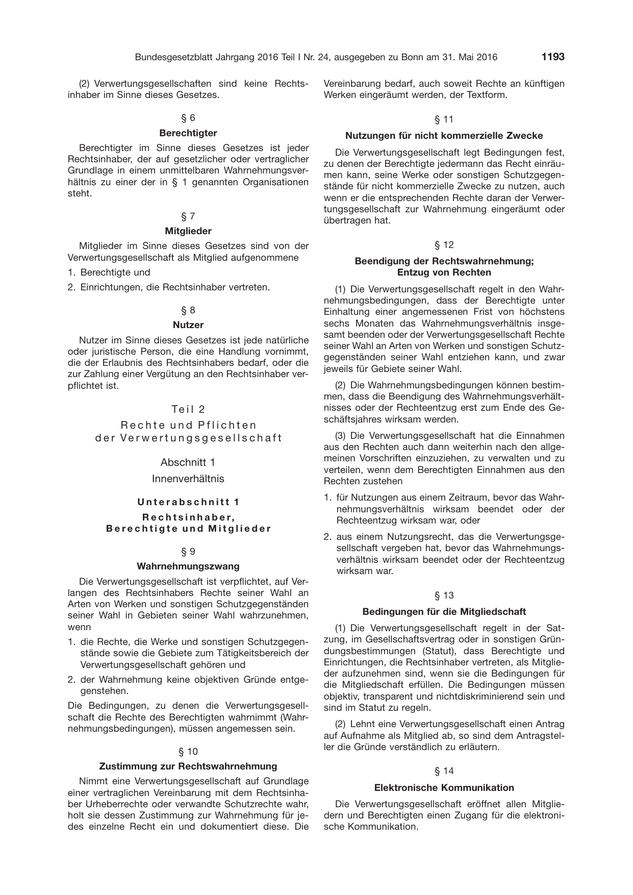BGBl. 2016, Seite 1193 — Originalseite als Abbildung
