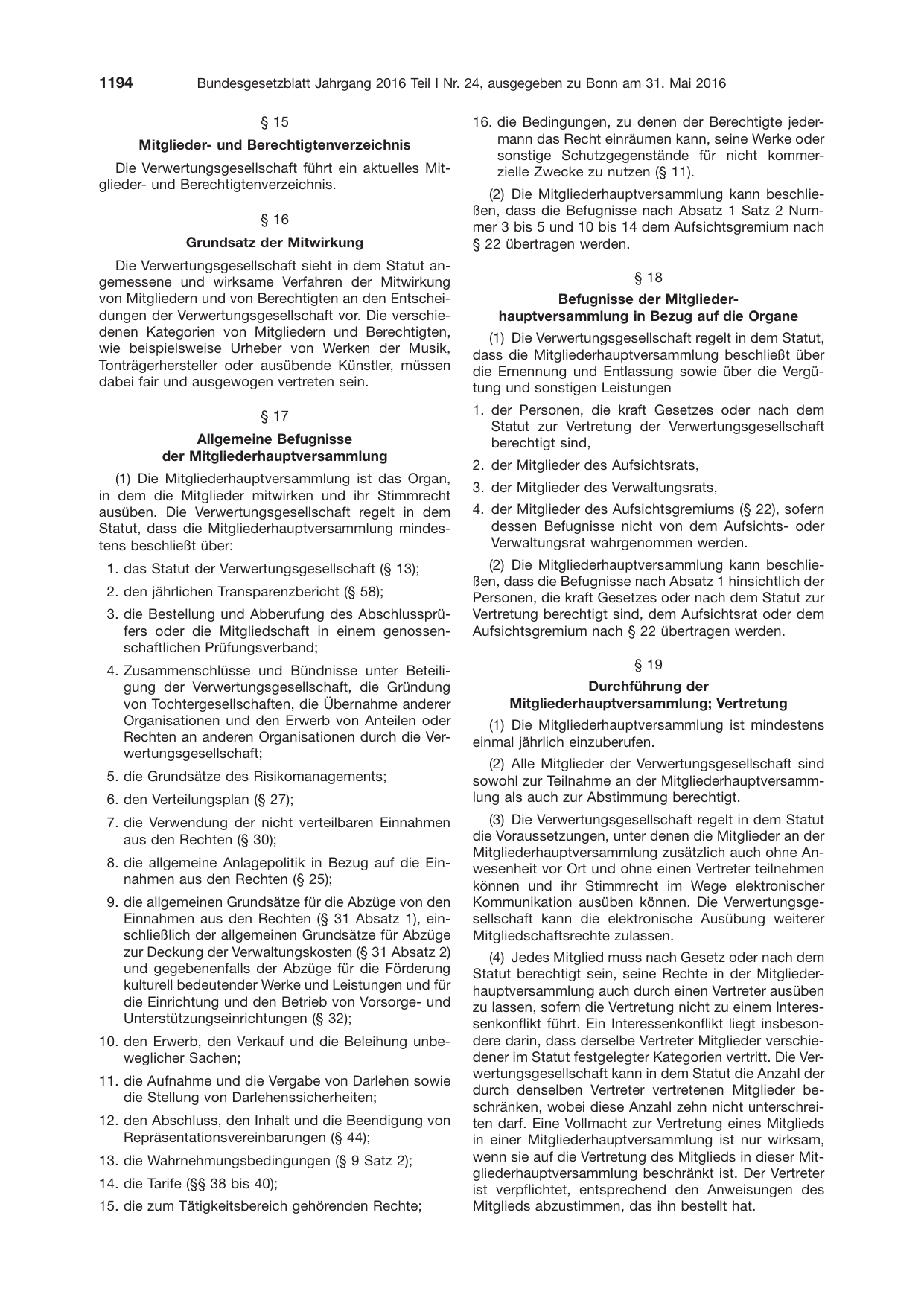BGBl. 2016, Seite 1194 — Originalseite als Abbildung