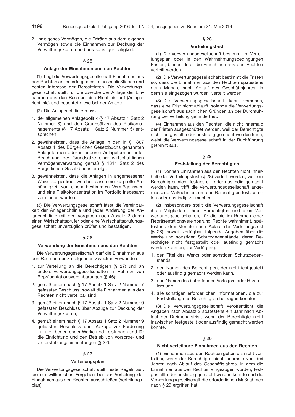 BGBl. 2016, Seite 1196 — Originalseite als Abbildung