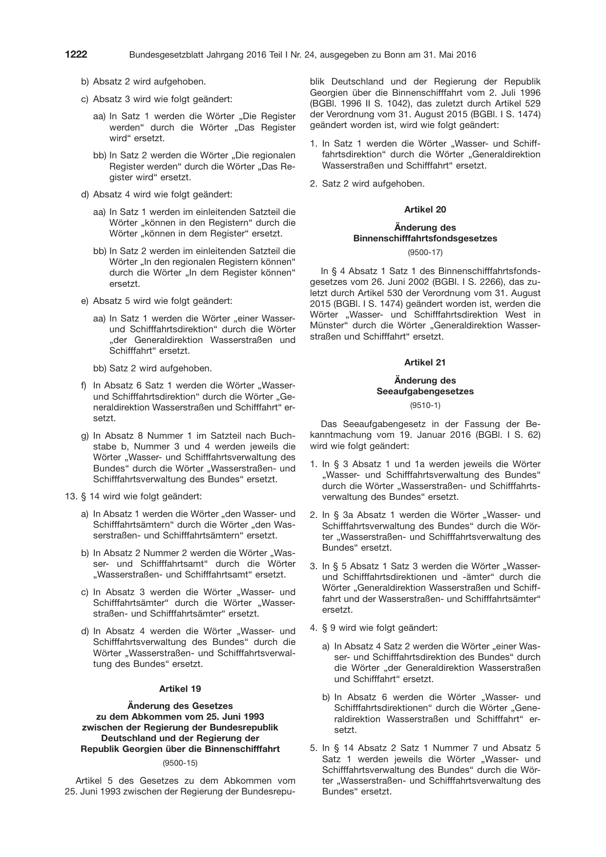 BGBl. 2016, Seite 1222 — Originalseite als Abbildung