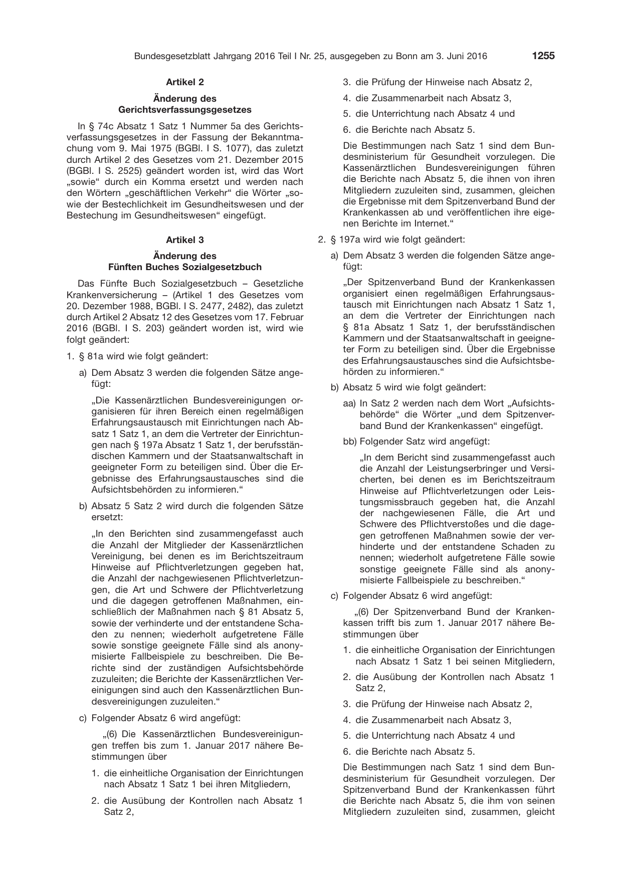 BGBl. 2016, Seite 1255 — Originalseite als Abbildung