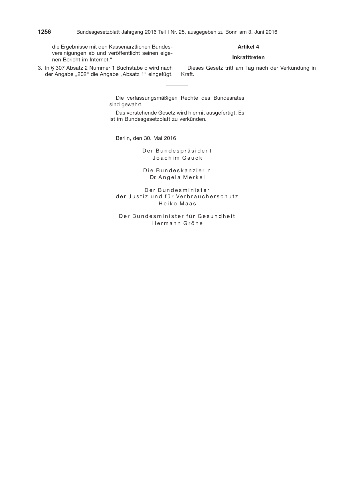 BGBl. 2016, Seite 1256 — Originalseite als Abbildung