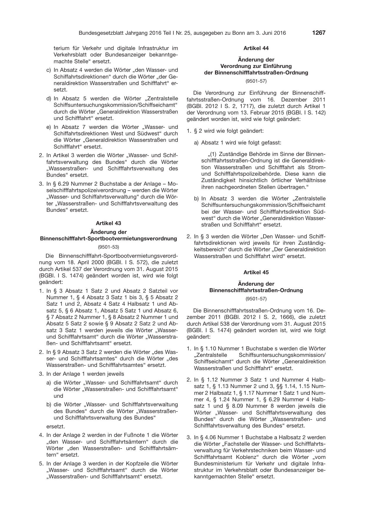 BGBl. 2016, Seite 1267 — Originalseite als Abbildung