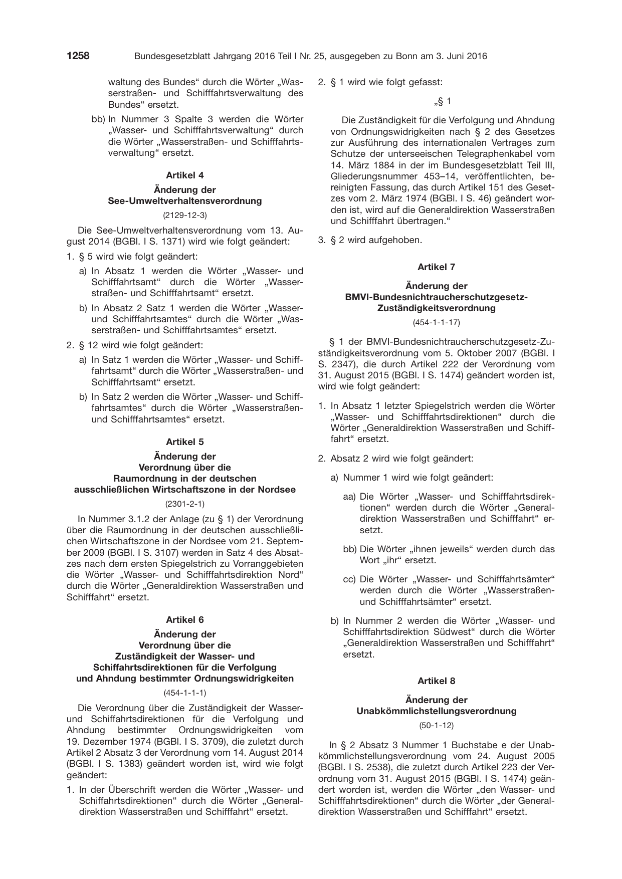 BGBl. 2016, Seite 1258 — Originalseite als Abbildung