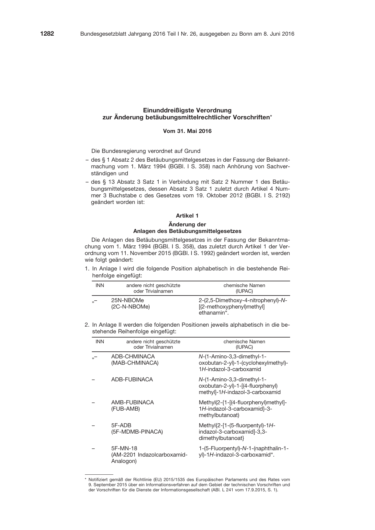 BGBl. 2016, Seite 1282 — Originalseite als Abbildung
