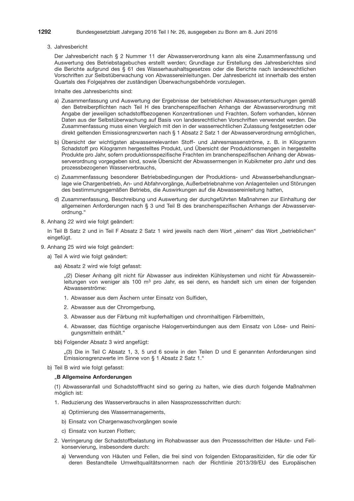 BGBl. 2016, Seite 1292 — Originalseite als Abbildung