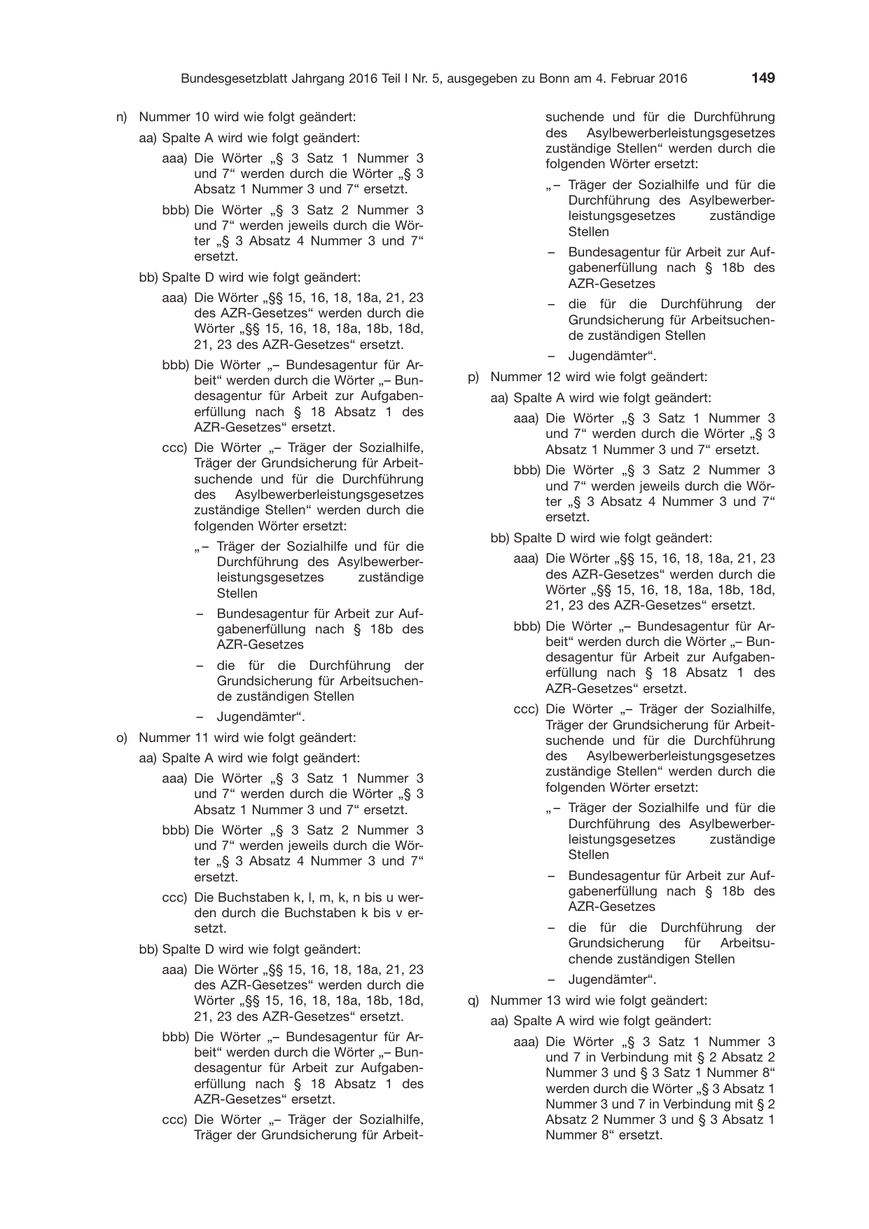 BGBl. 2016, Seite 149 — Originalseite als Abbildung