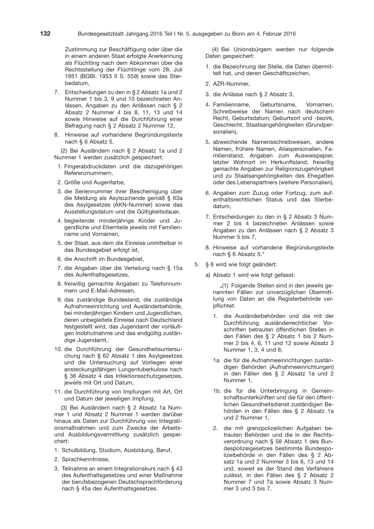 BGBl. 2016, Seite 132 — Originalseite als Abbildung