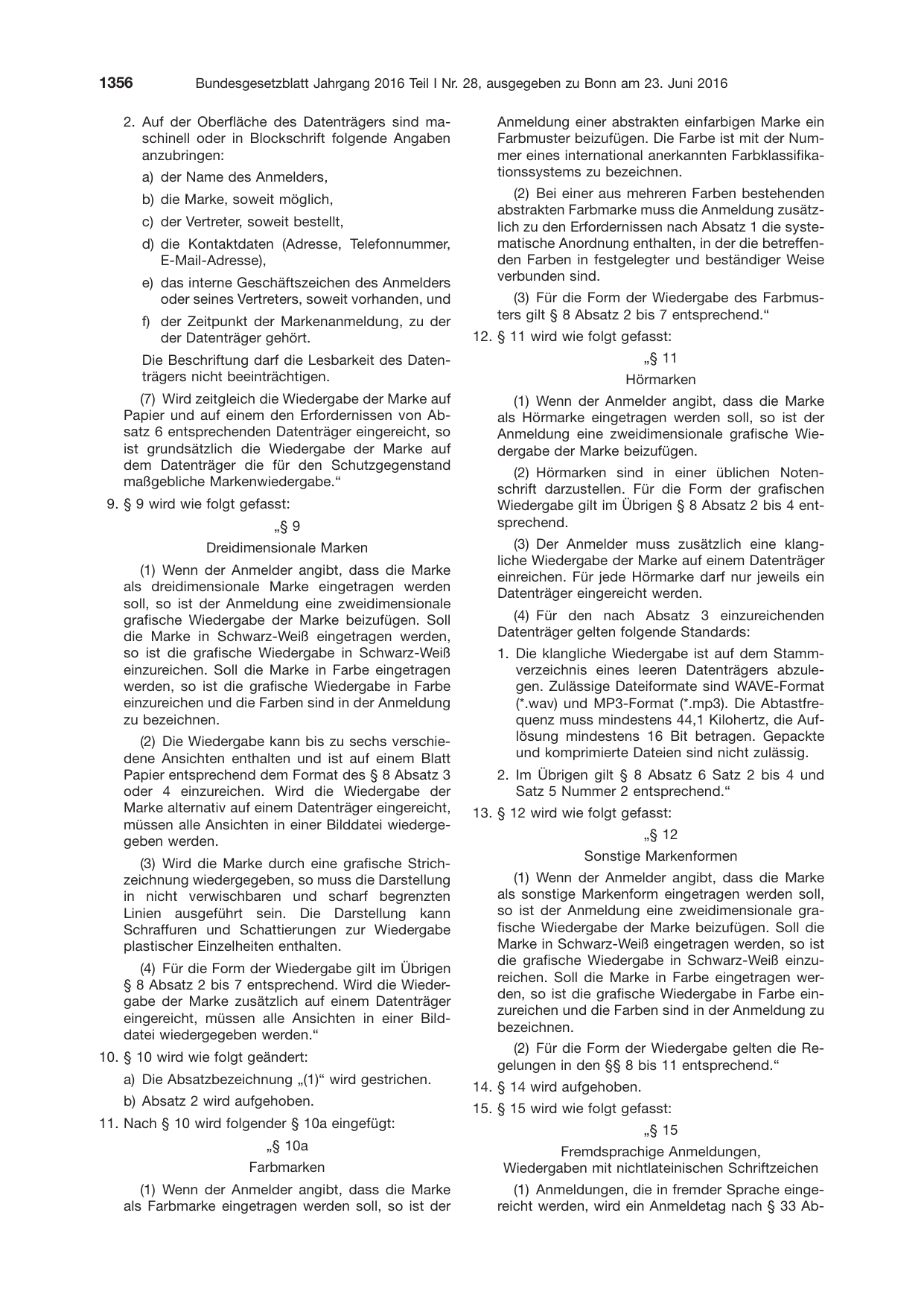 BGBl. 2016, Seite 1356 — Originalseite als Abbildung