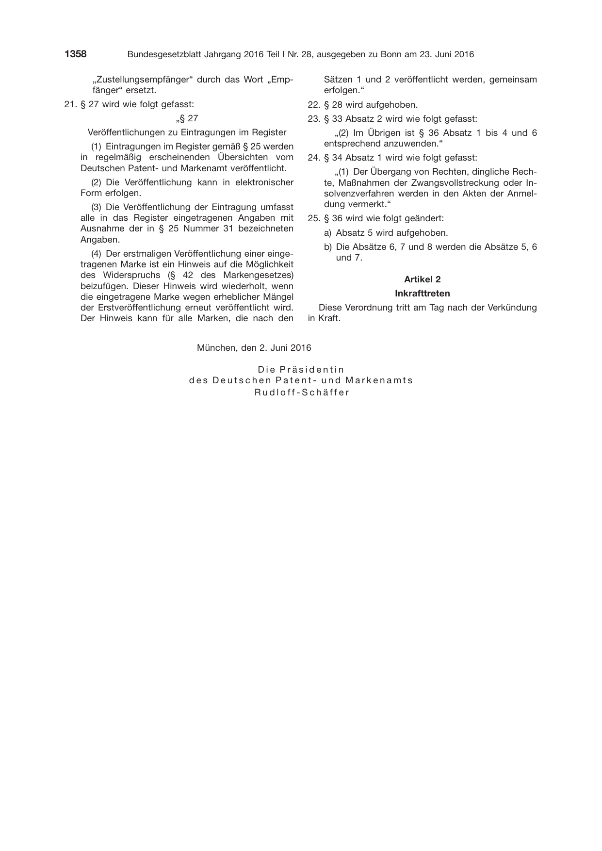 BGBl. 2016, Seite 1358 — Originalseite als Abbildung