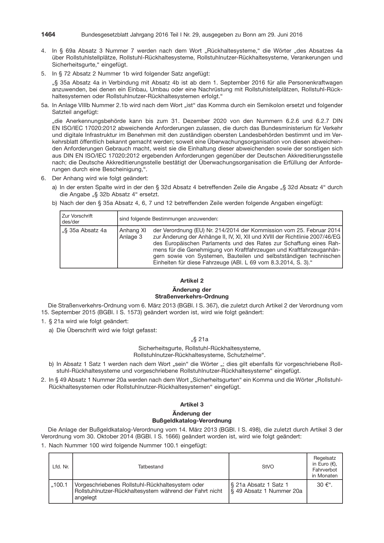 BGBl. 2016, Seite 1464 — Originalseite als Abbildung