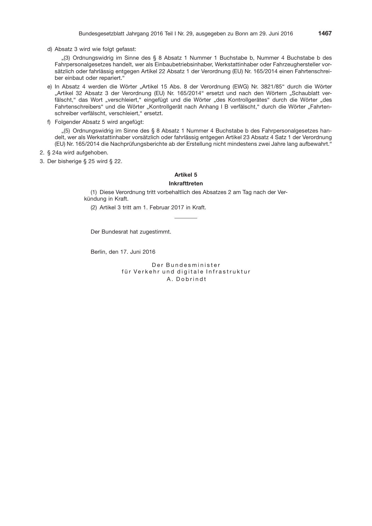 BGBl. 2016, Seite 1467 — Originalseite als Abbildung