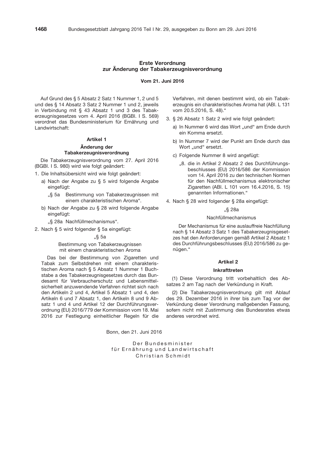 BGBl. 2016, Seite 1468 — Originalseite als Abbildung