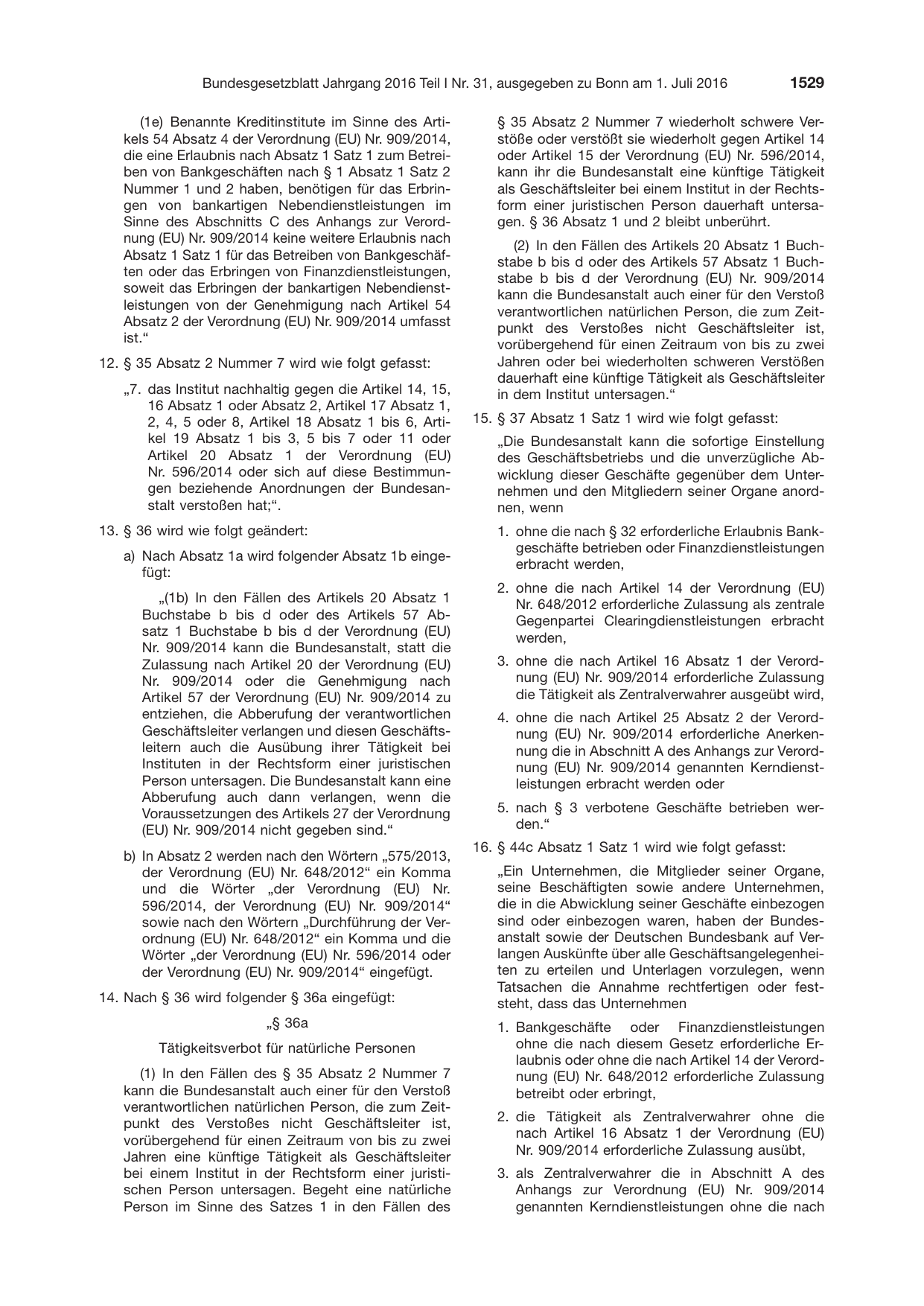 BGBl. 2016, Seite 1529 — Originalseite als Abbildung