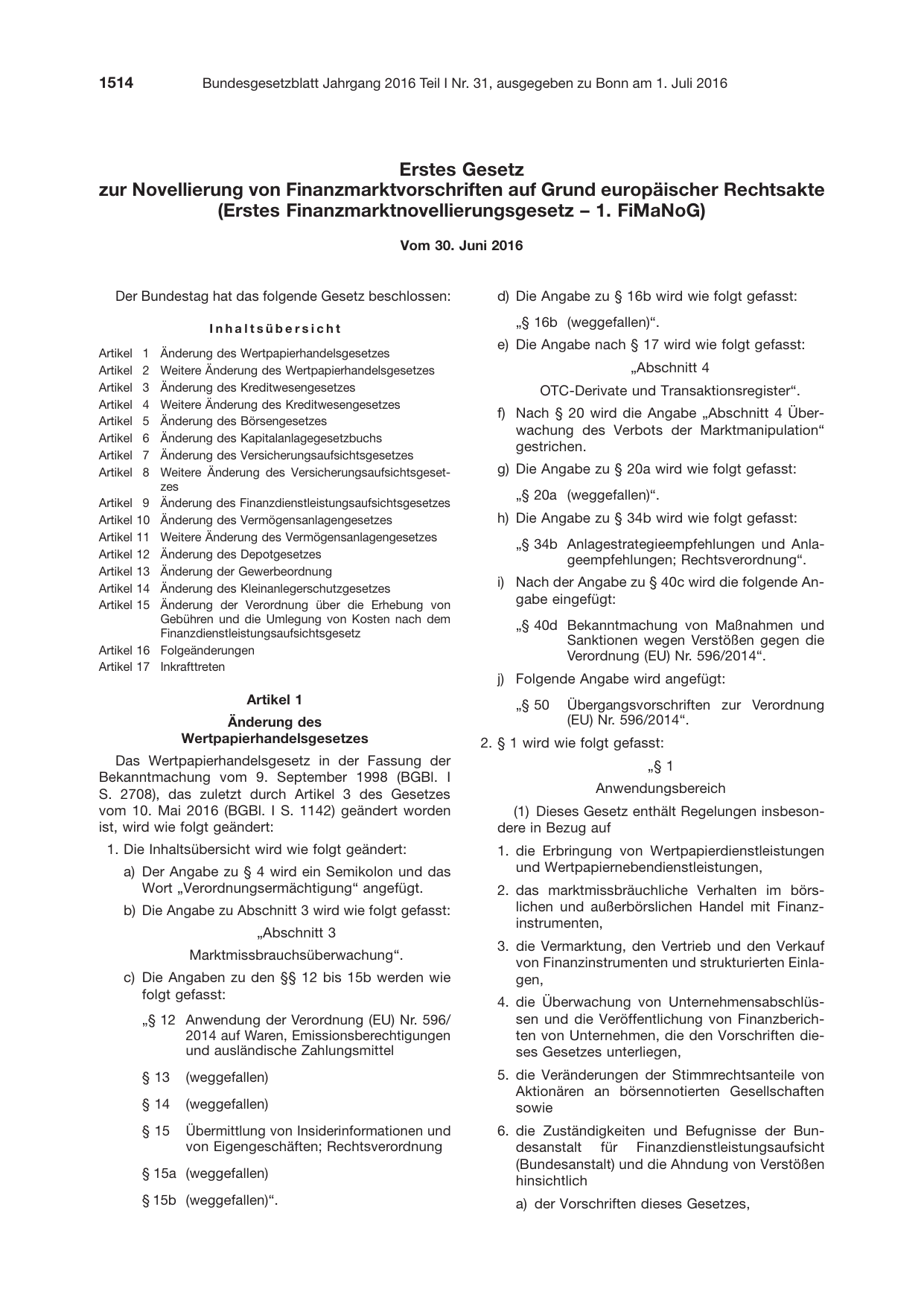 BGBl. 2016, Seite 1514 — Originalseite als Abbildung