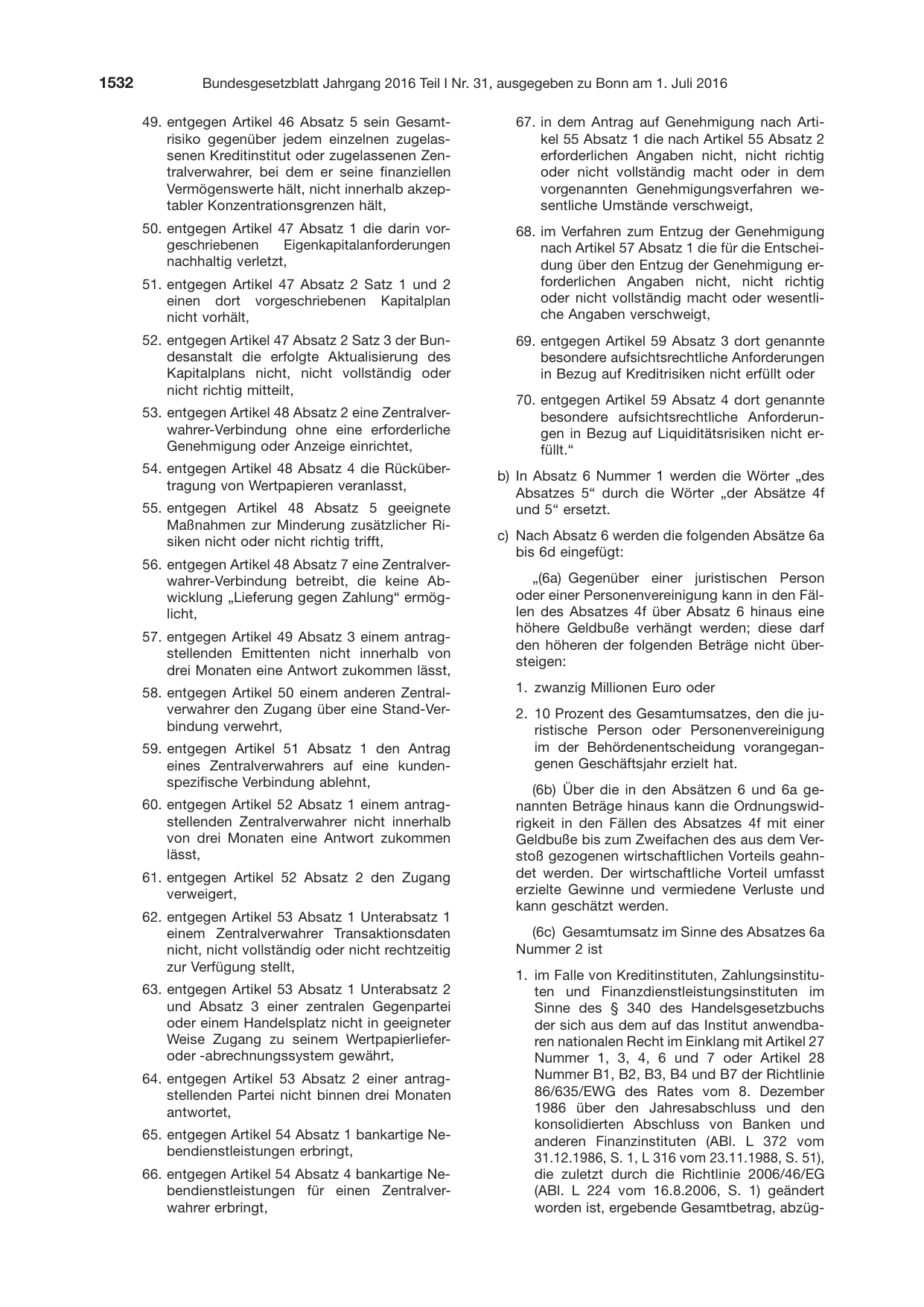 BGBl. 2016, Seite 1532 — Originalseite als Abbildung