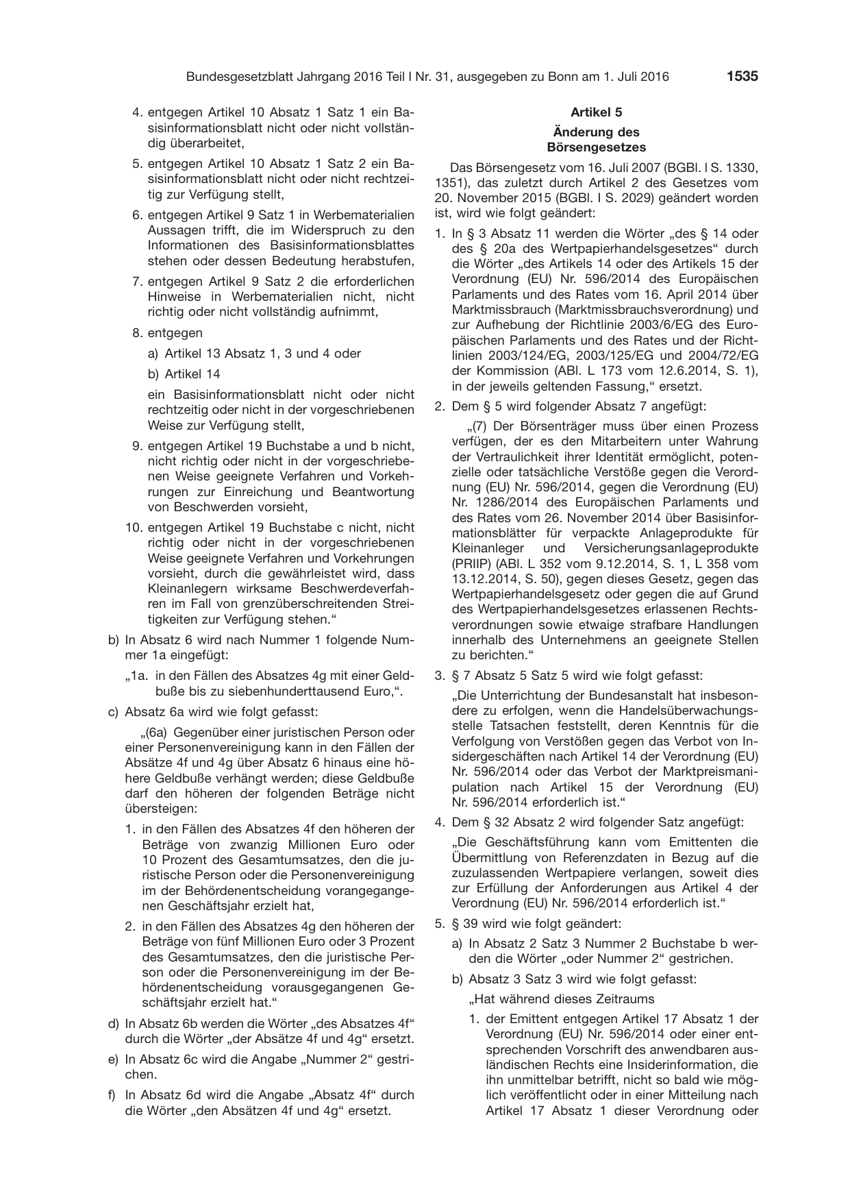 BGBl. 2016, Seite 1535 — Originalseite als Abbildung