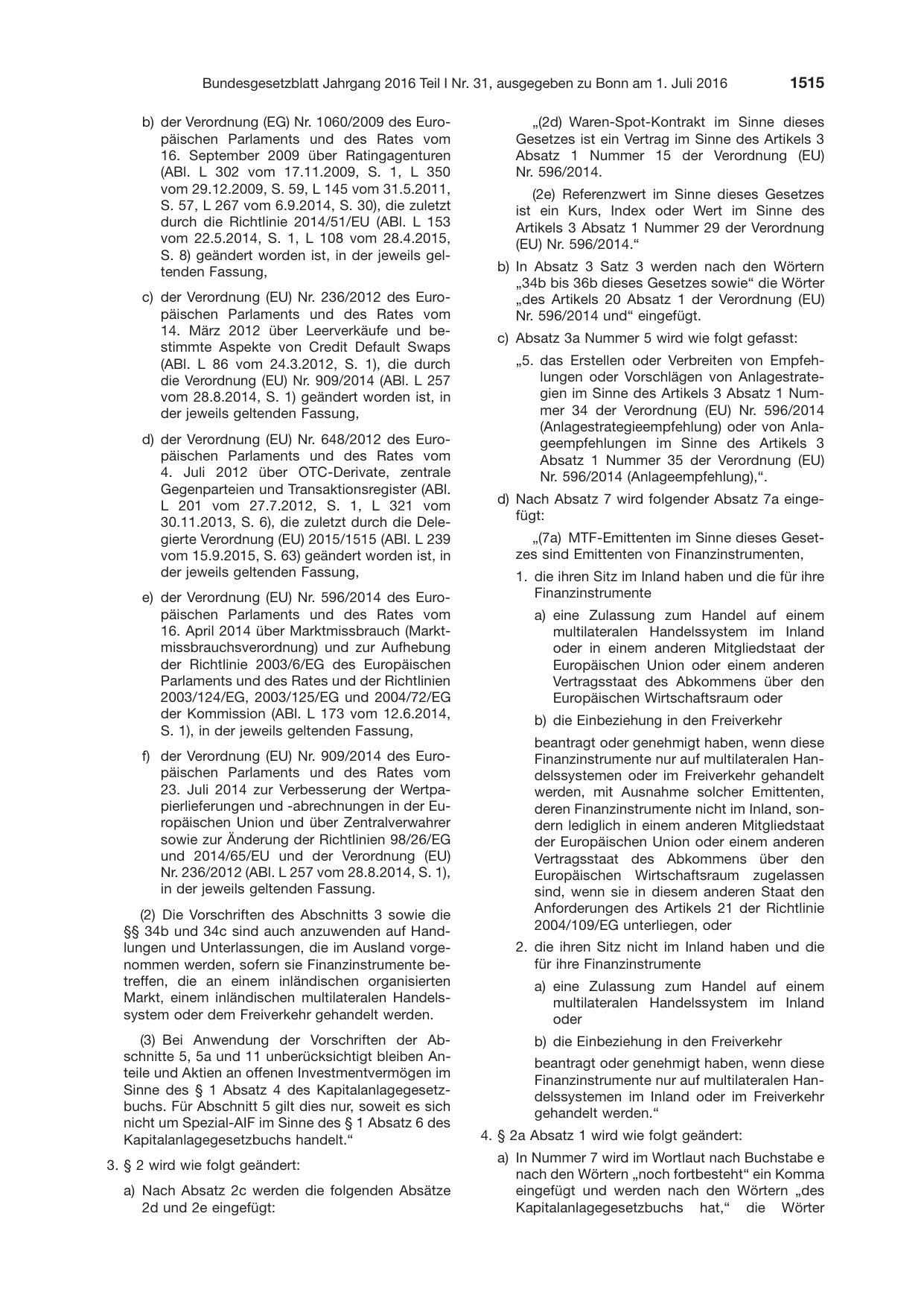 BGBl. 2016, Seite 1515 — Originalseite als Abbildung