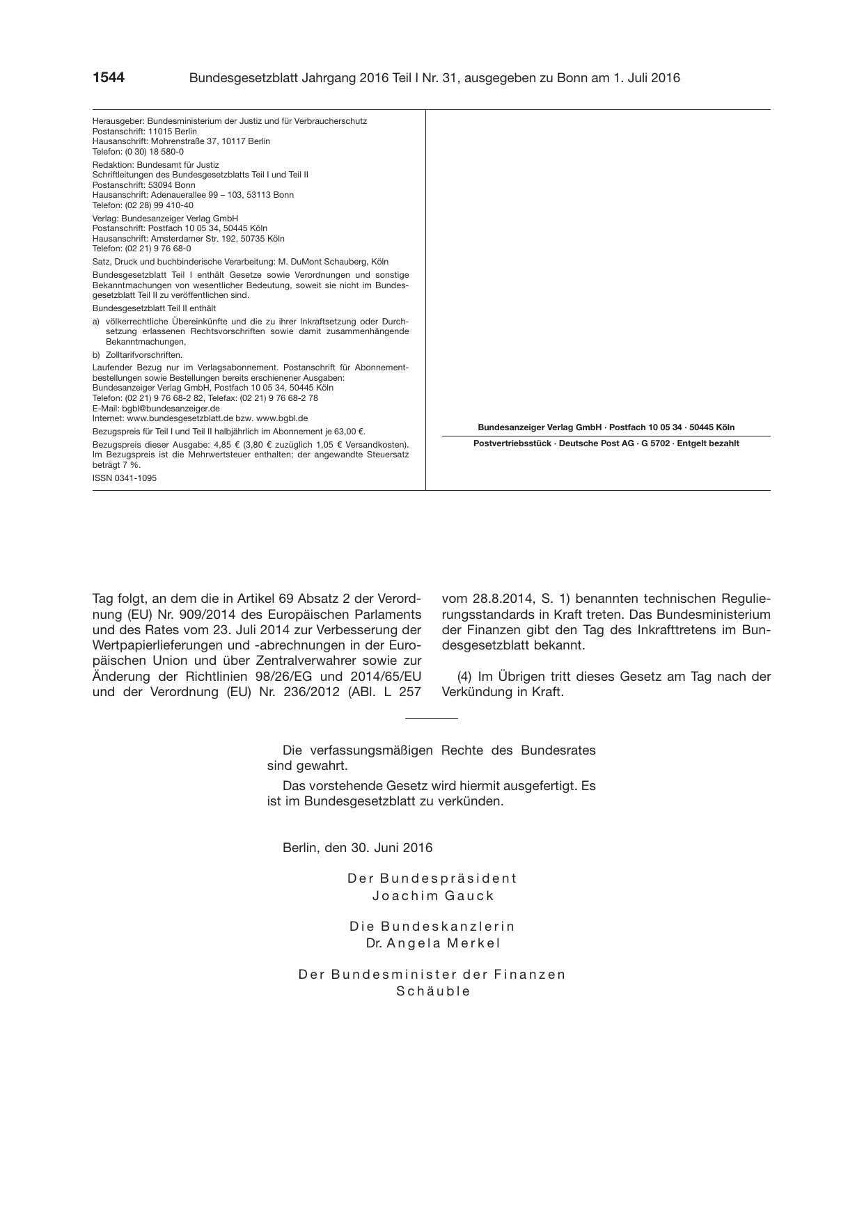 BGBl. 2016, Seite 1544 — Originalseite als Abbildung