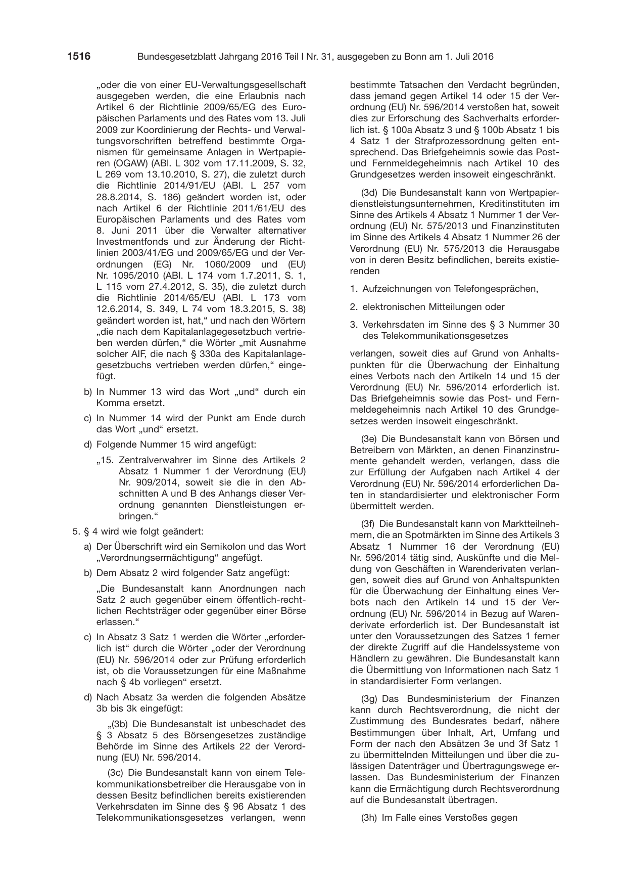 BGBl. 2016, Seite 1516 — Originalseite als Abbildung