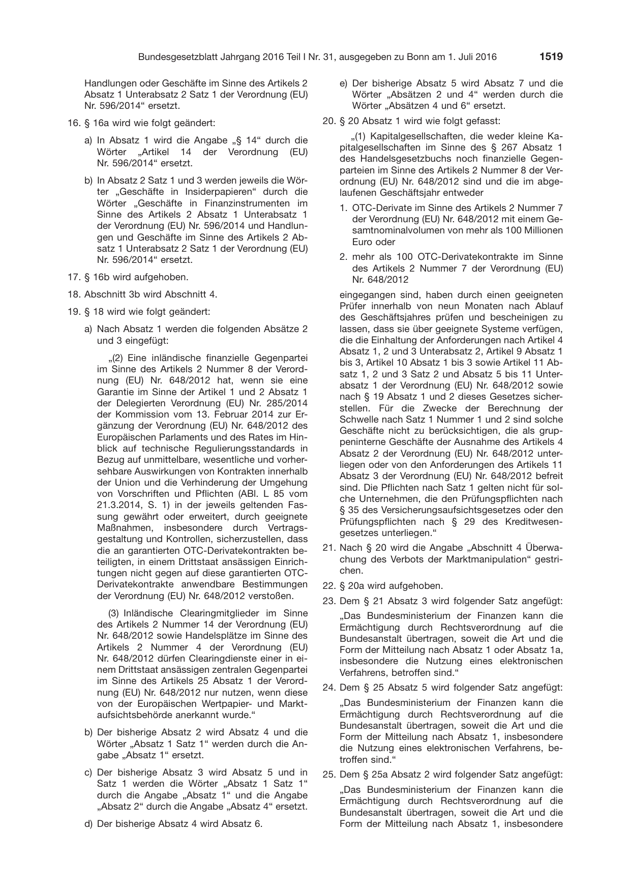 BGBl. 2016, Seite 1519 — Originalseite als Abbildung