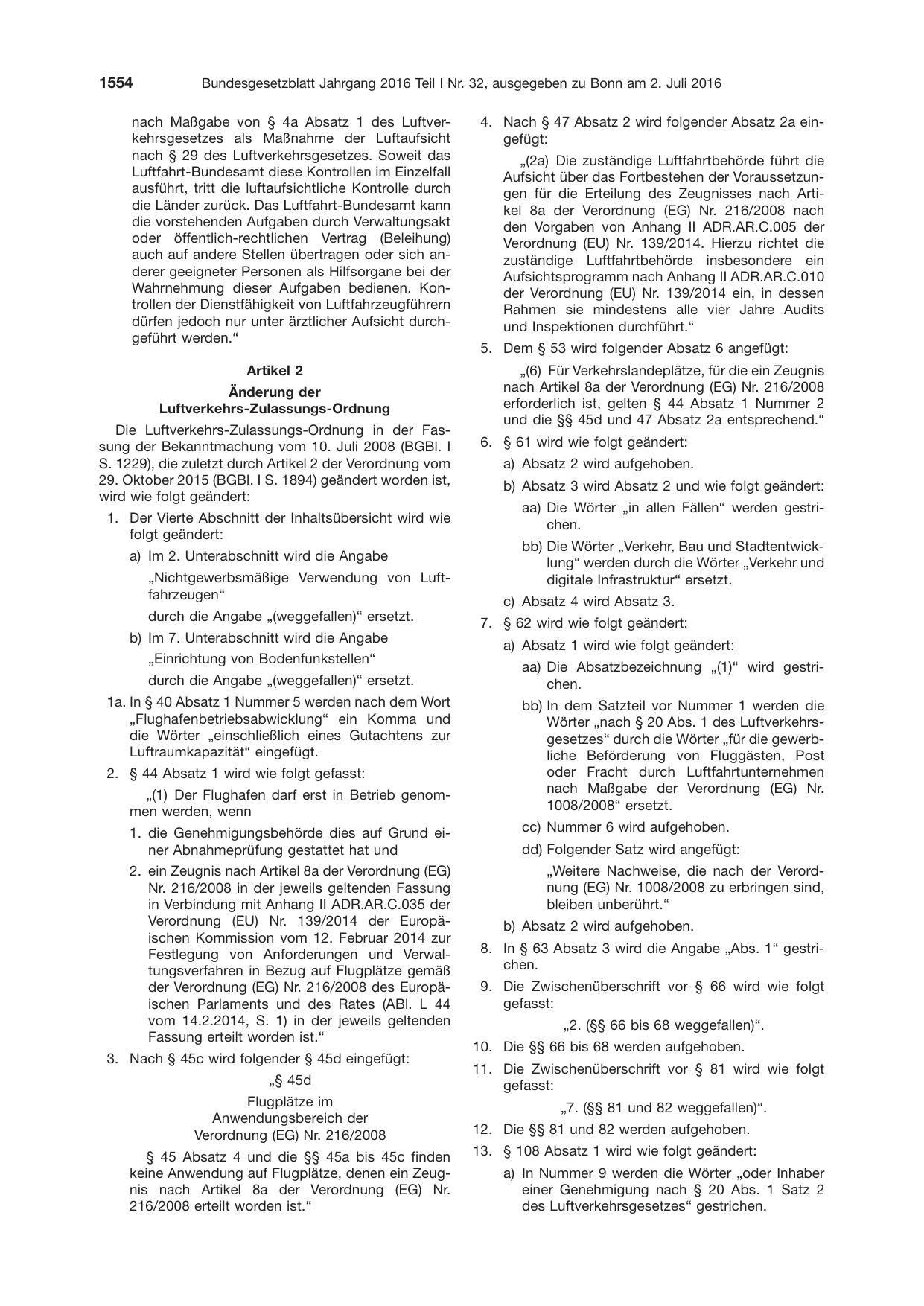 BGBl. 2016 — Originalseite als Abbildung